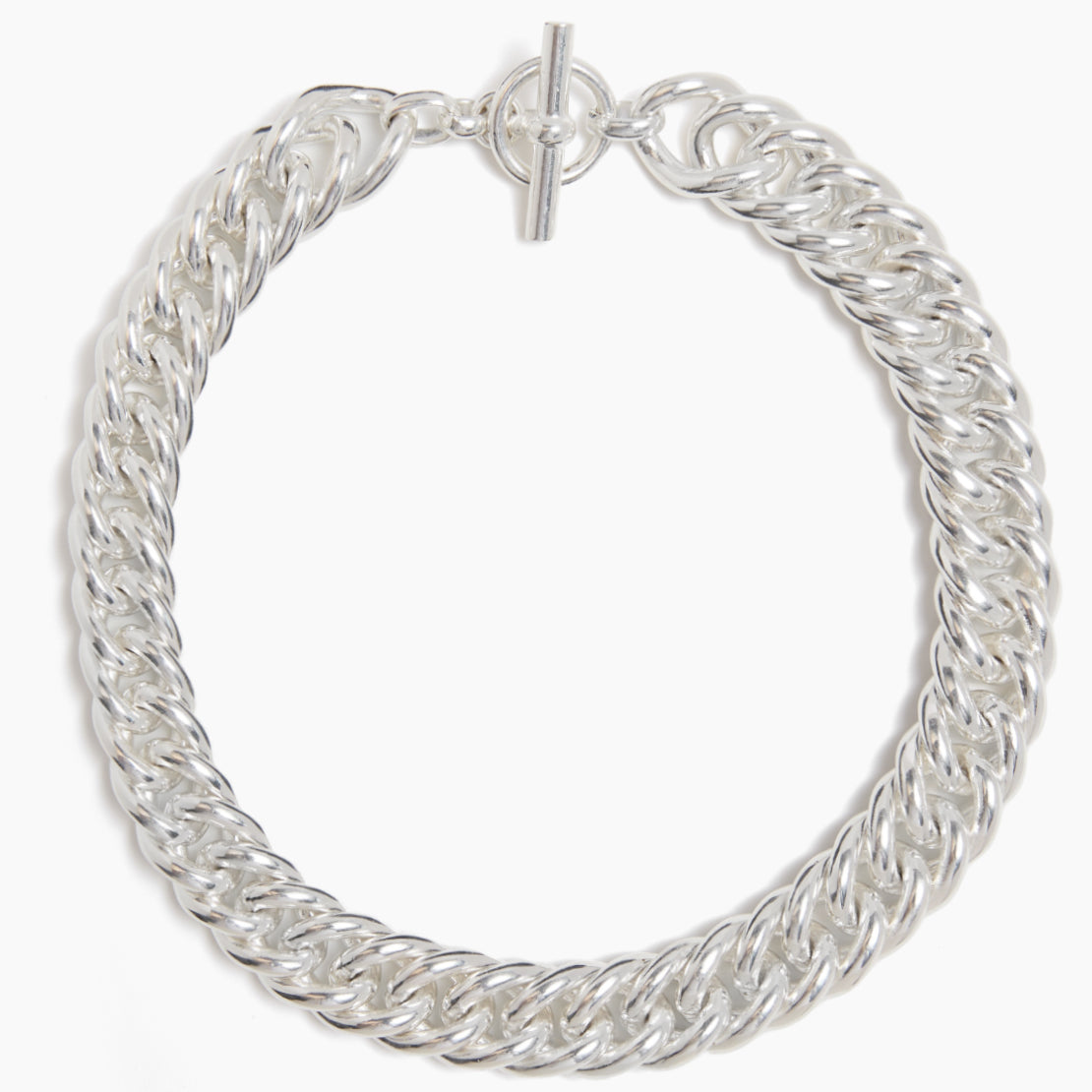 Giant Silver Plated Curb Chain Necklace