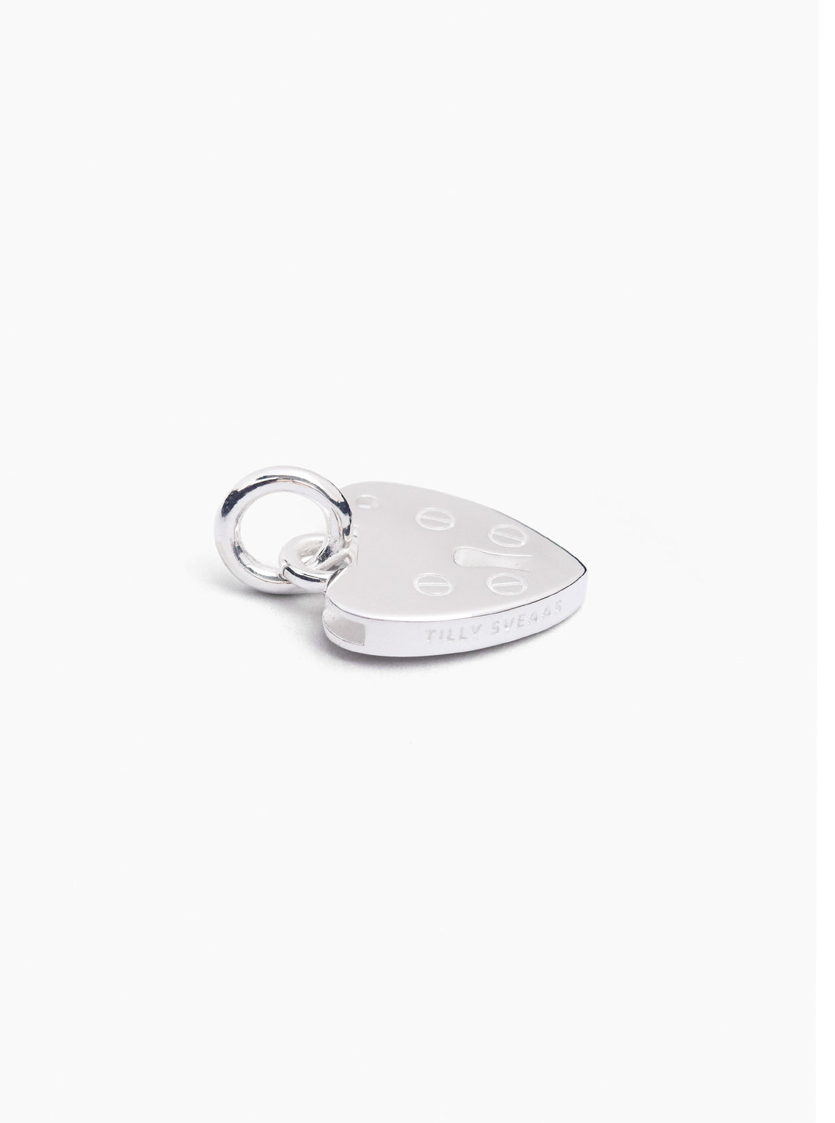 Large silver heart padlock charm with round clasp loop and engraved heart details