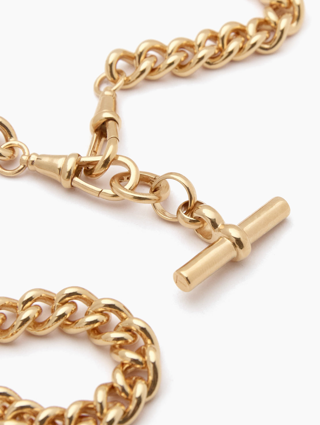 Giant Gold T-bar on Large Curb Clipt Necklace