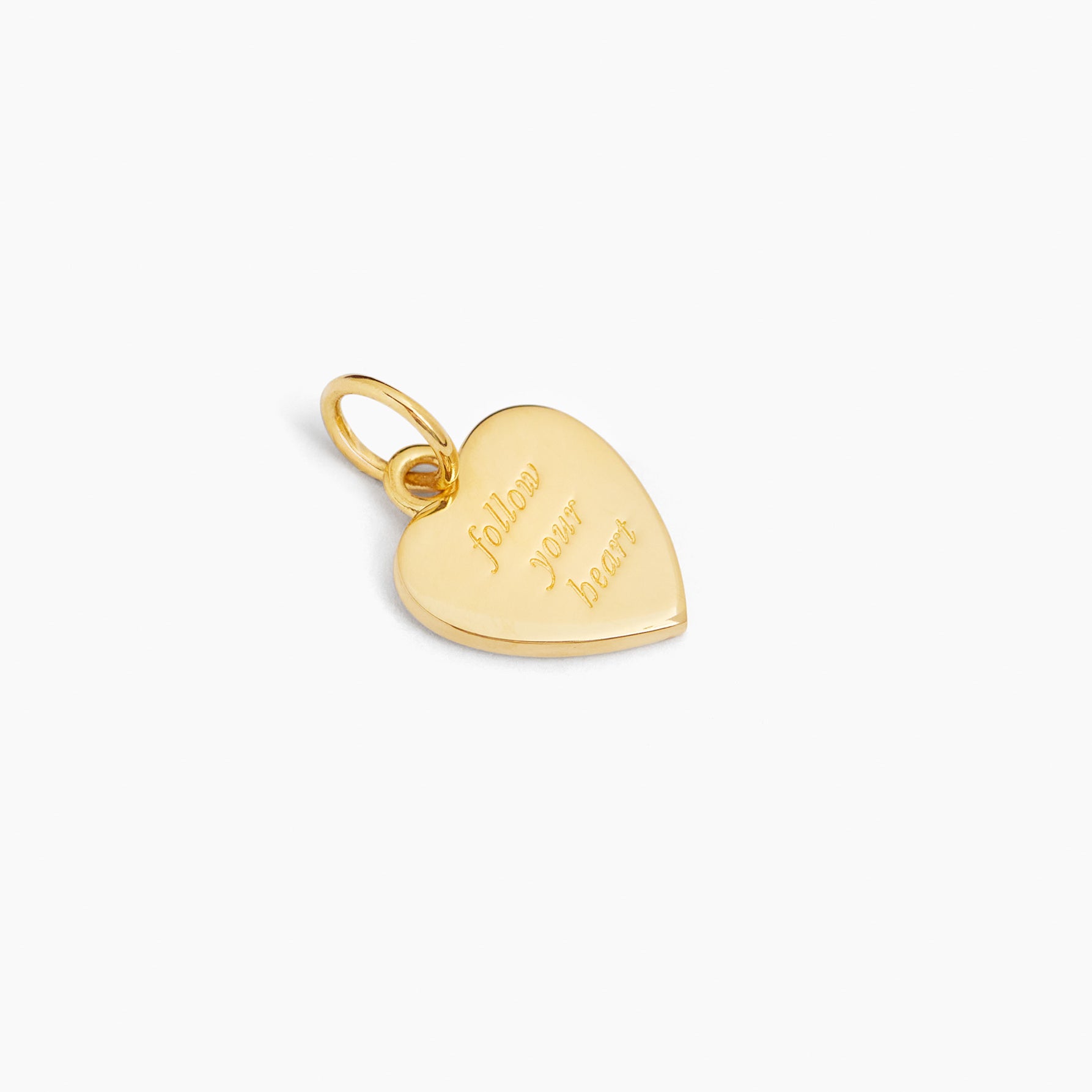 Gold flat heart charm with jewel star detail and small hanging loop