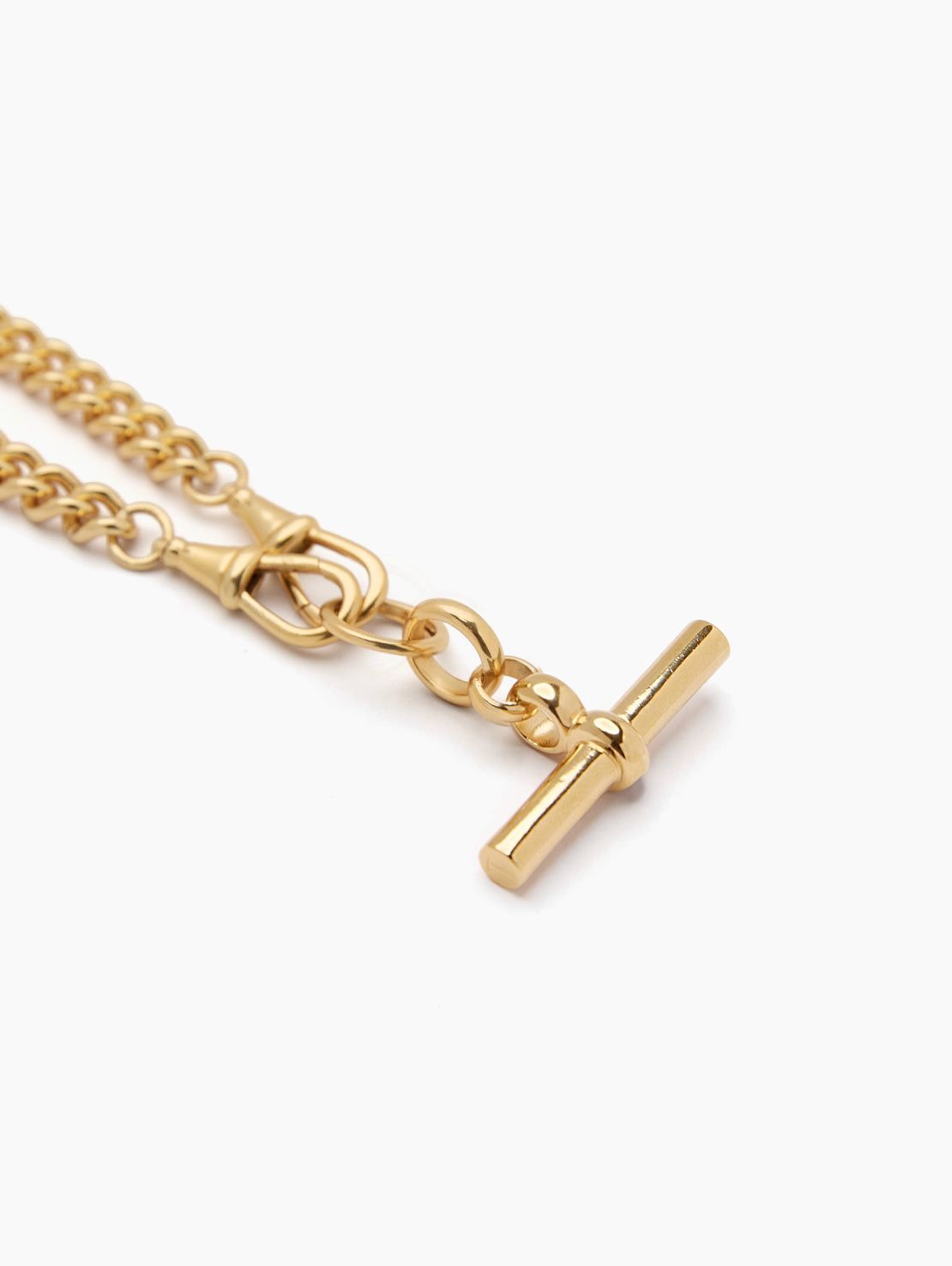 Giant Gold T-bar on Large Curb Clipt Necklace