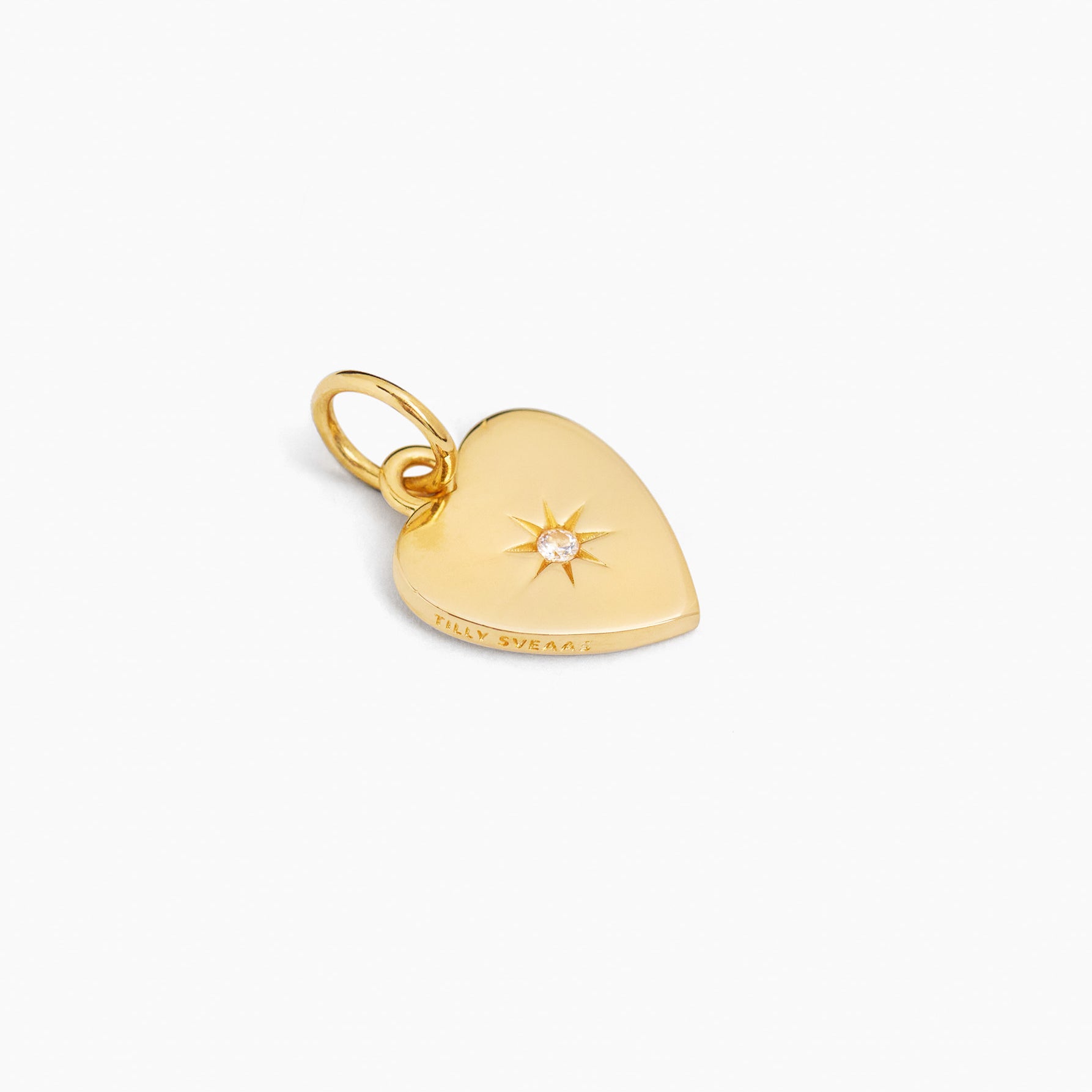 Large Gold Jewelled Flat Heart Charm