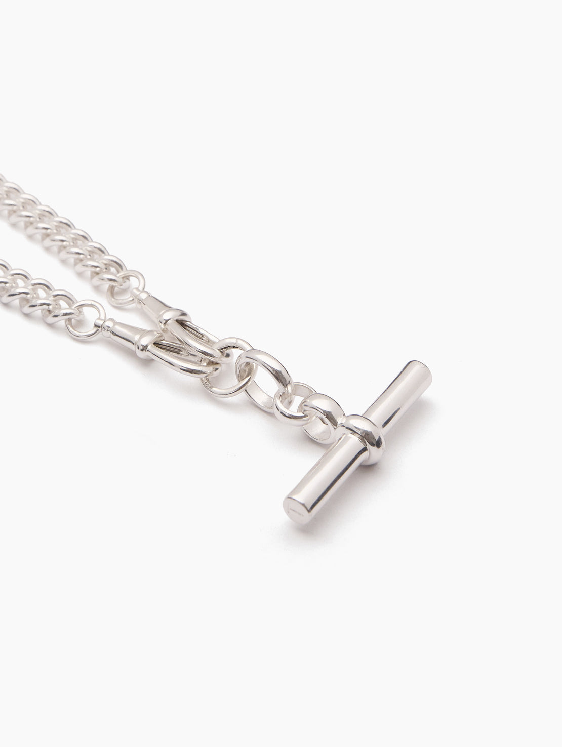 Giant Silver T-bar on Large Silver Curb Clipt Necklace