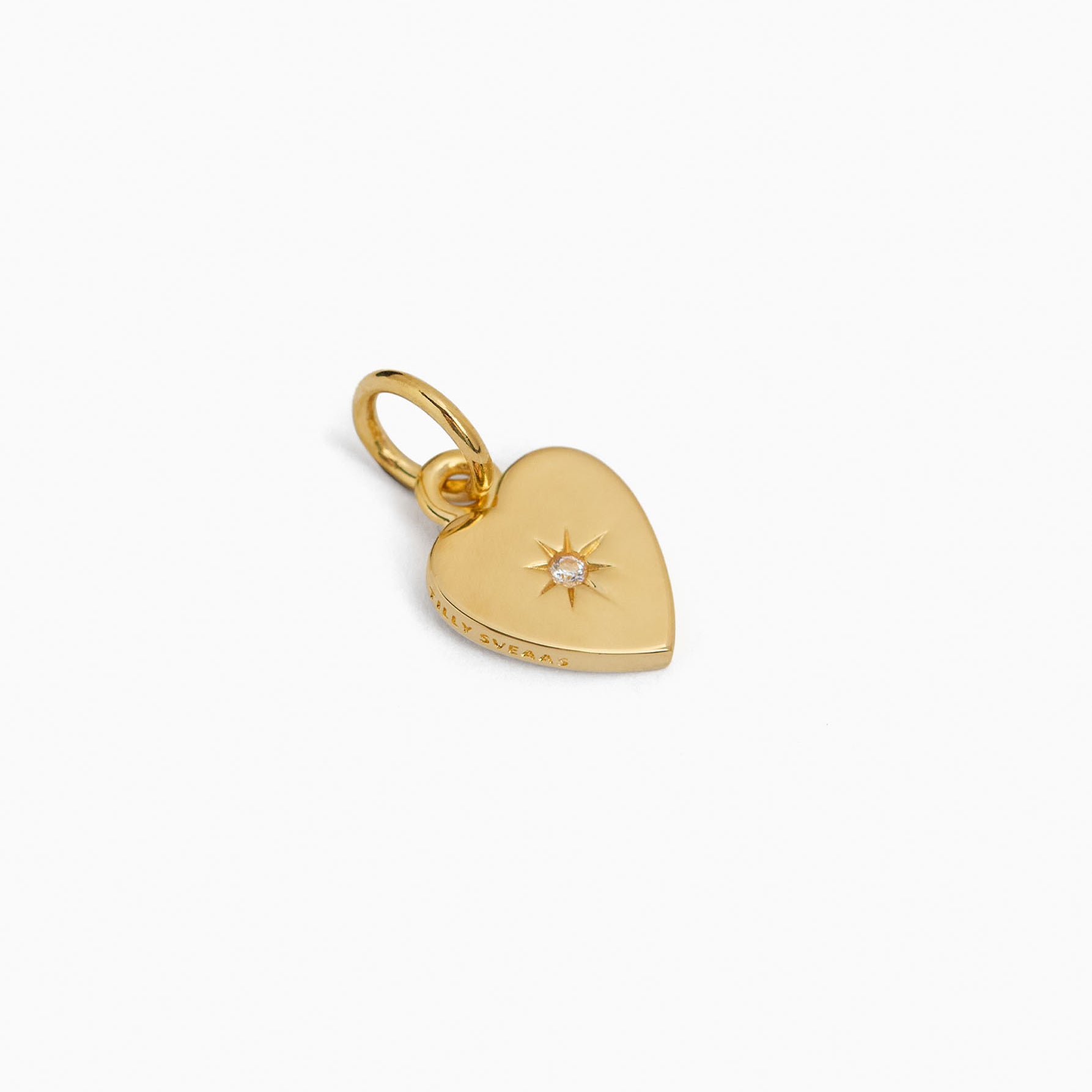 Small Gold Jewelled Flat Heart Charm