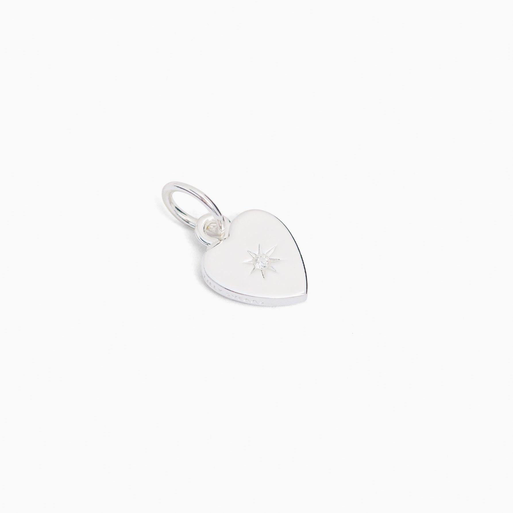 Small Silver Jewelled Flat Heart Charm