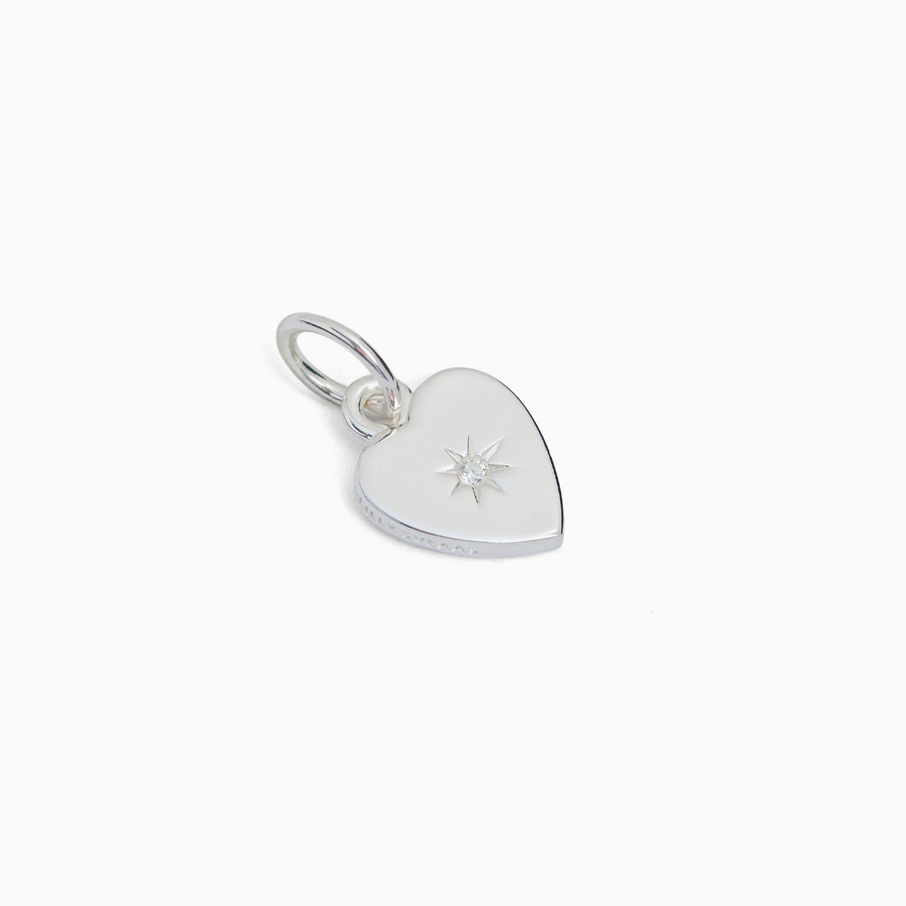 Small Silver Jewelled Flat Heart Charm