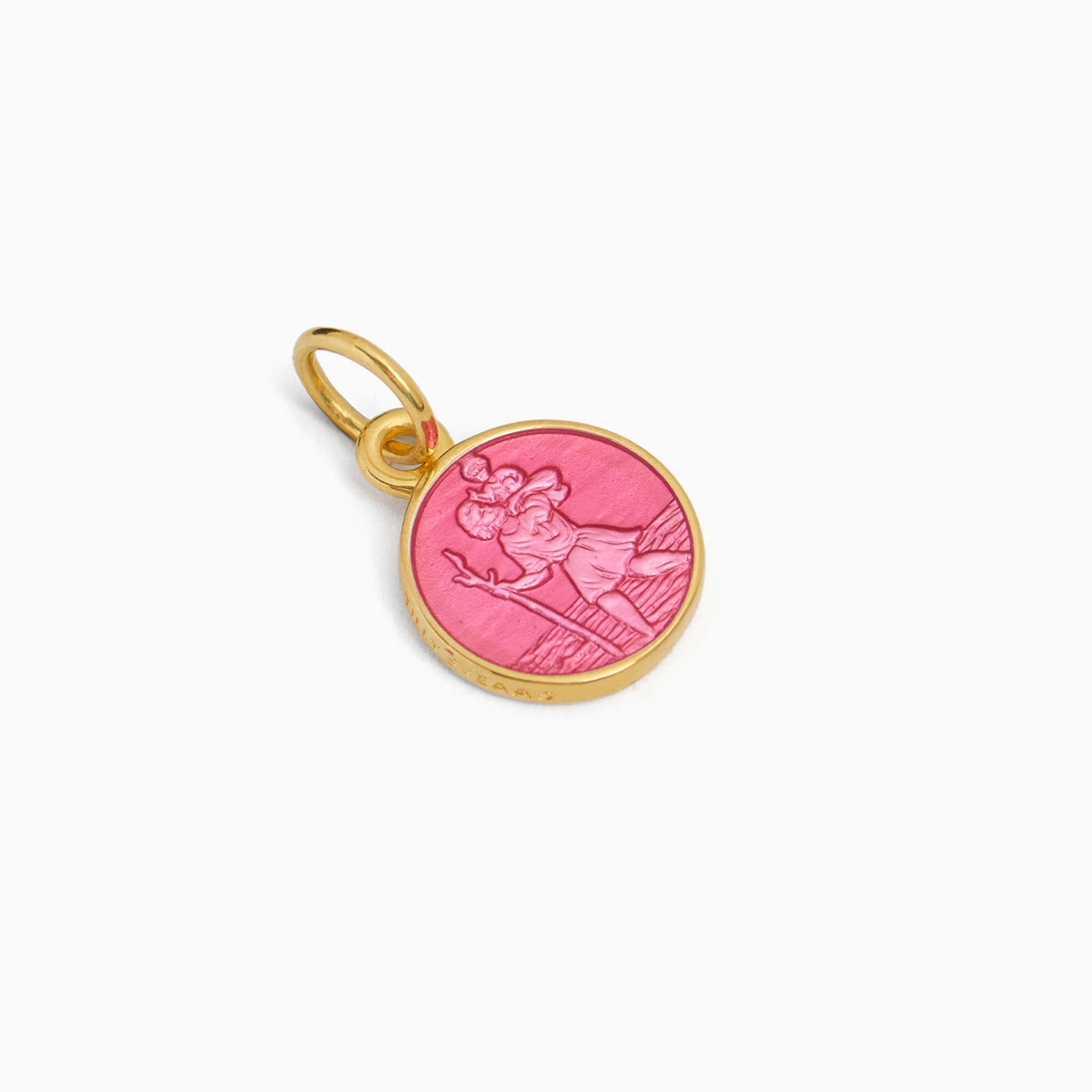 Pink St Christopher Charm