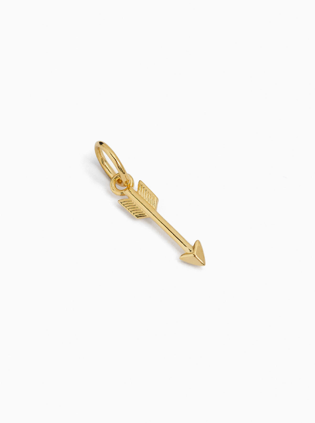Small gold arrow pendant charm, gold-tone arrow with loop and small engraved details
