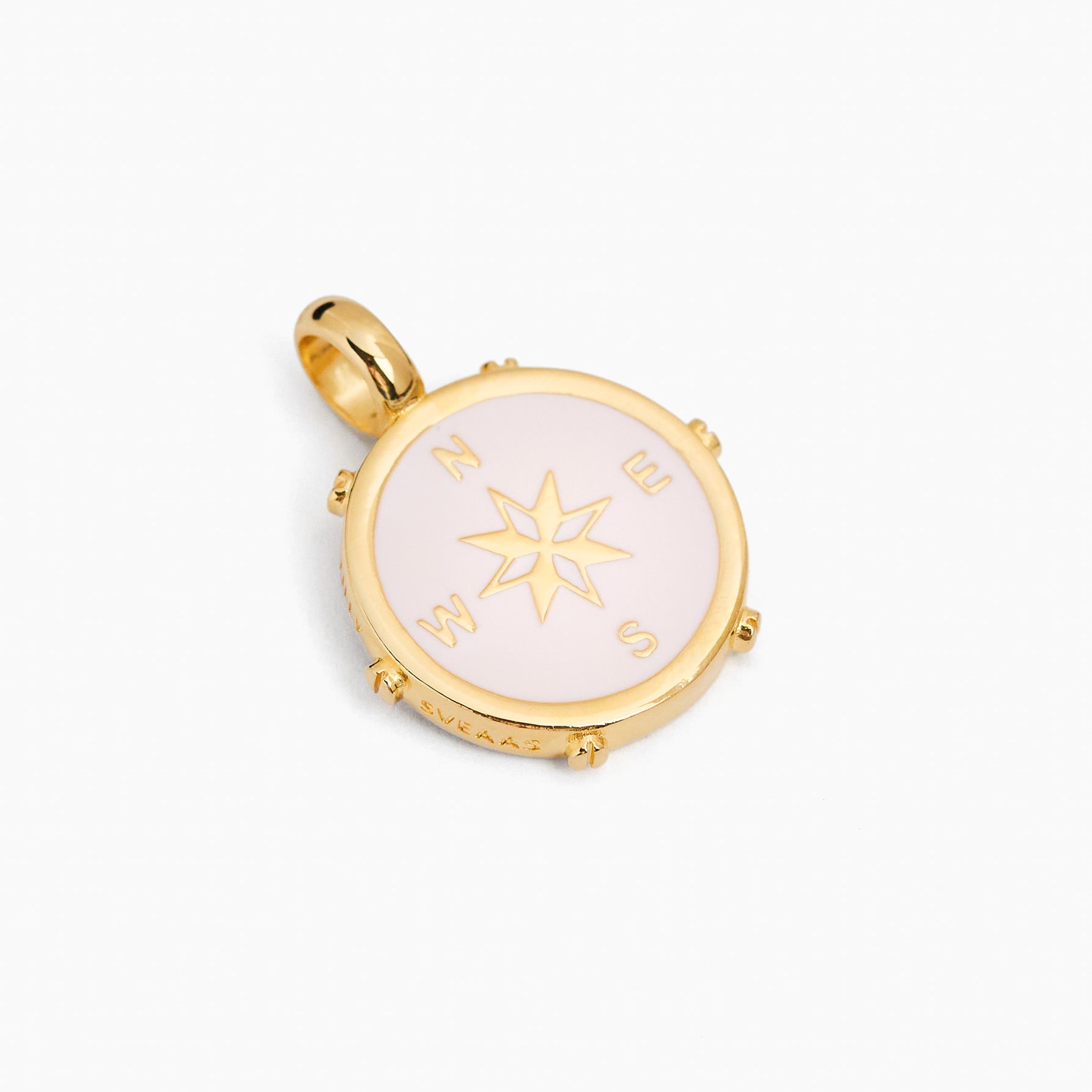 Cream Enamel Compass Charm