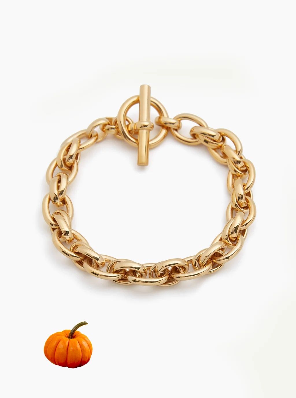 Gold-tone double-link chain bracelet with a toggle clasp