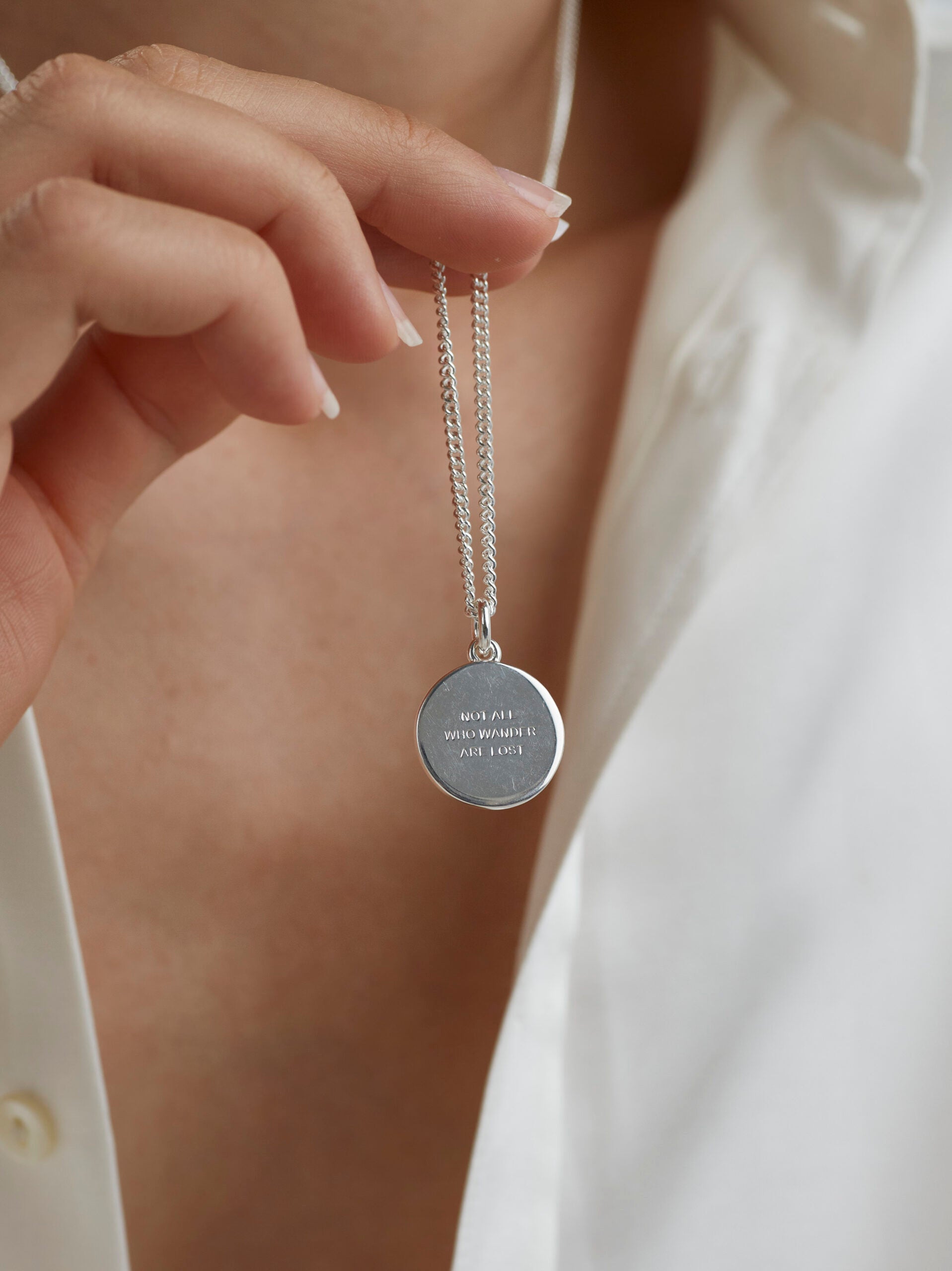 Large Silver Compass Necklace
