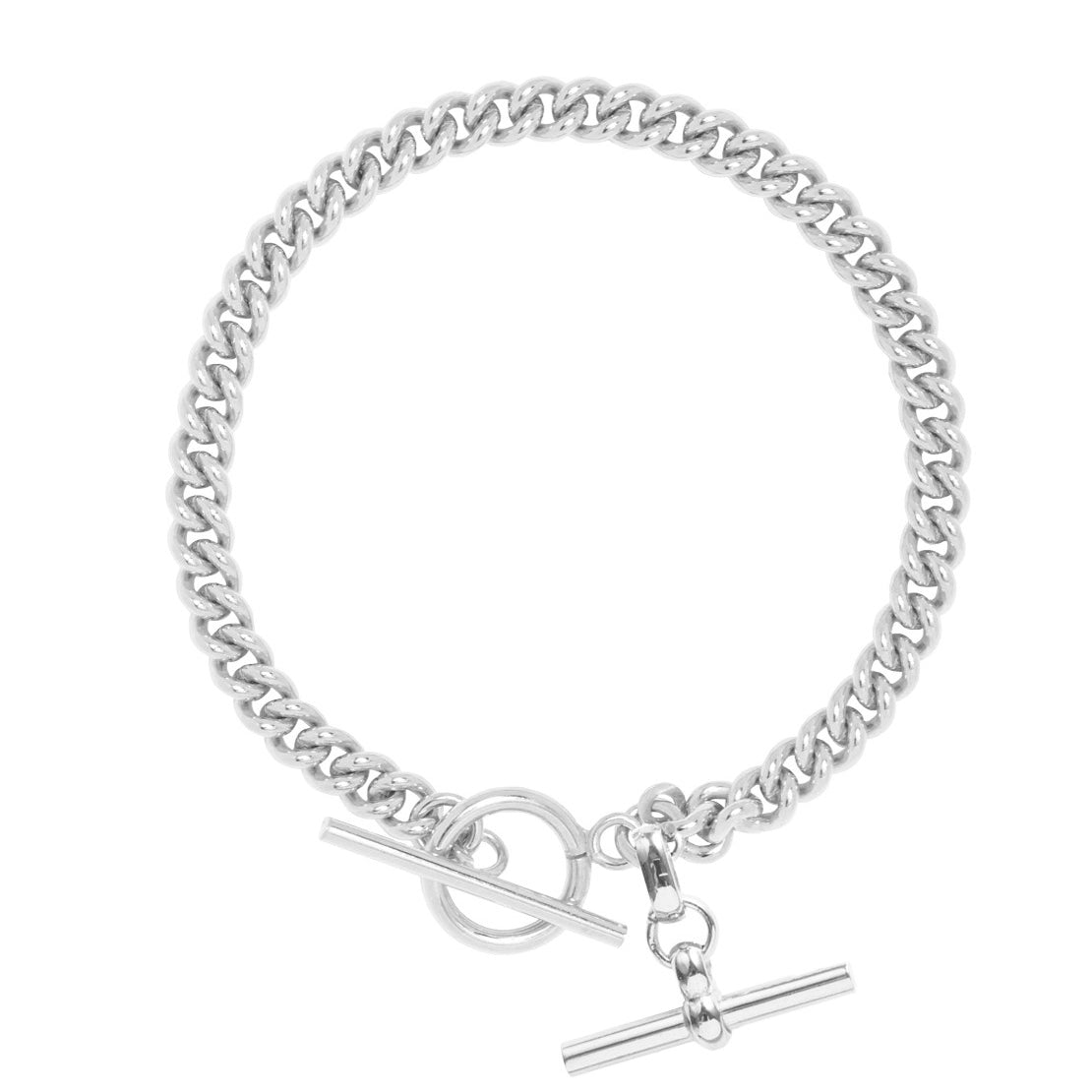 Baby Silver Curb Link Bracelet with T-Bar