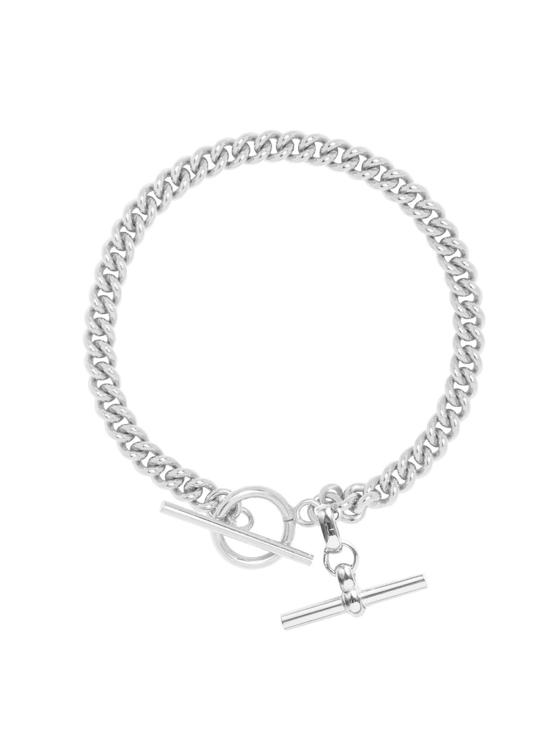 Baby Silver Curb Link Bracelet with T-Bar