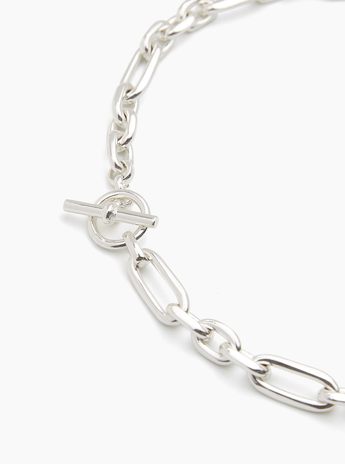 Giant Silver Plated T-Bar Watch Chain Necklace