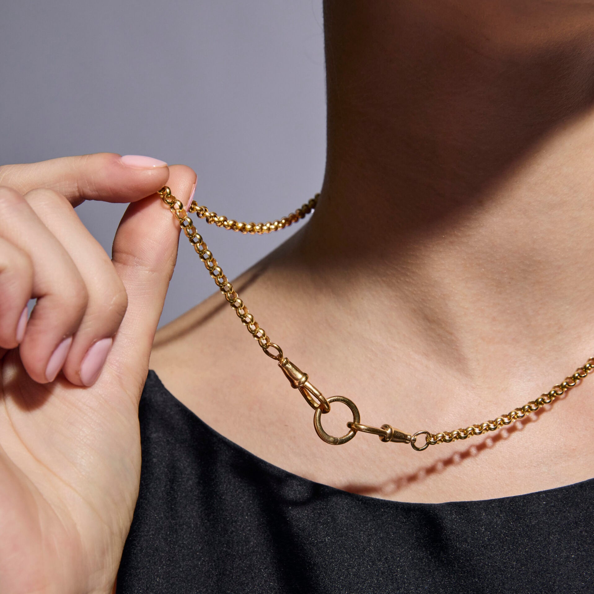 Gold Chunky Belcher Triple Clipt Necklace