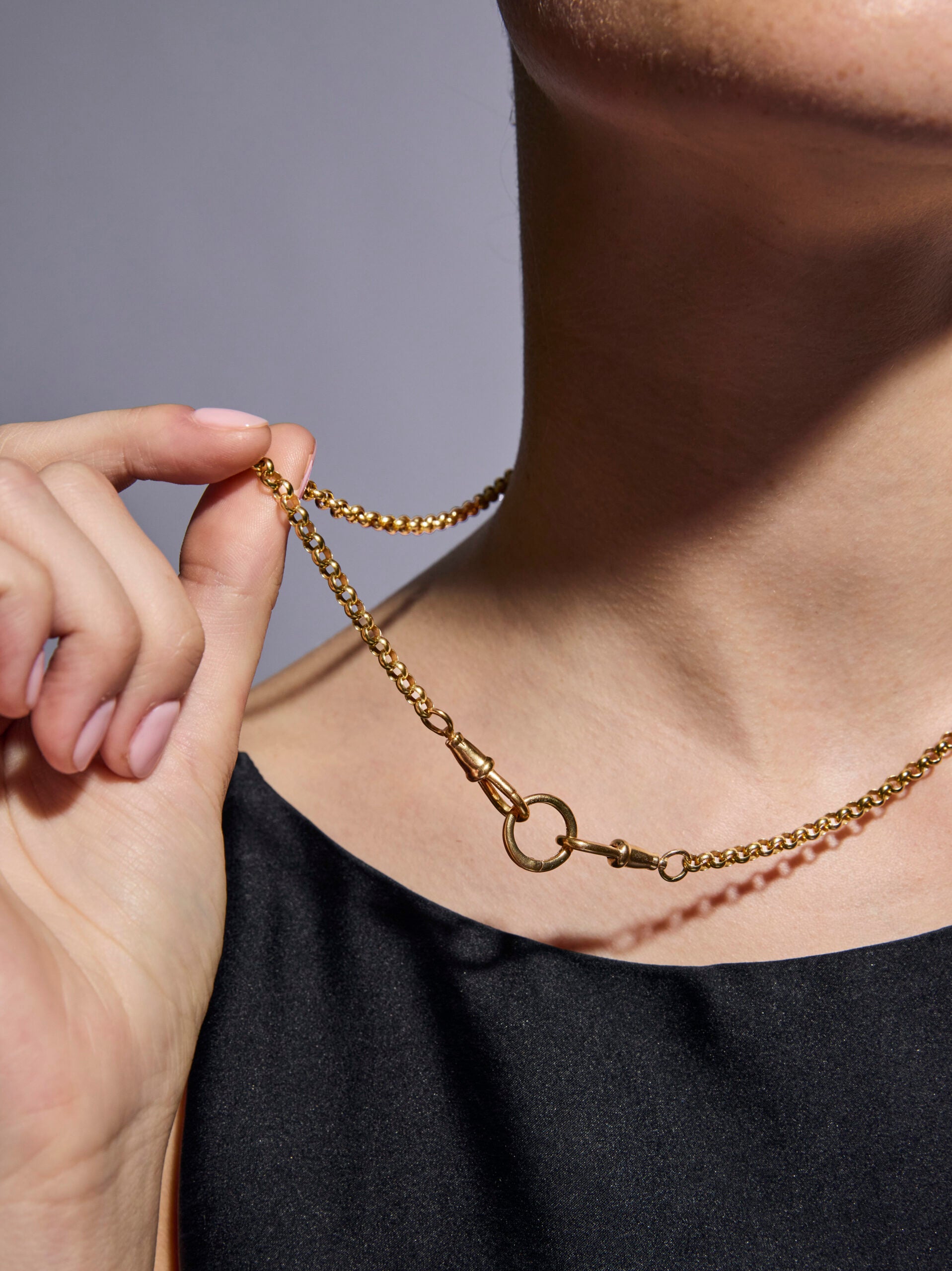 Gold Chunky Belcher Triple Clipt Necklace