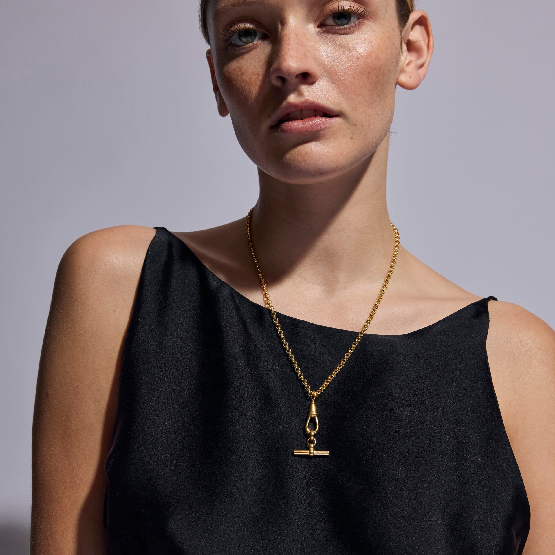 Gold T-bar on Chunky Belcher Clipt Necklace