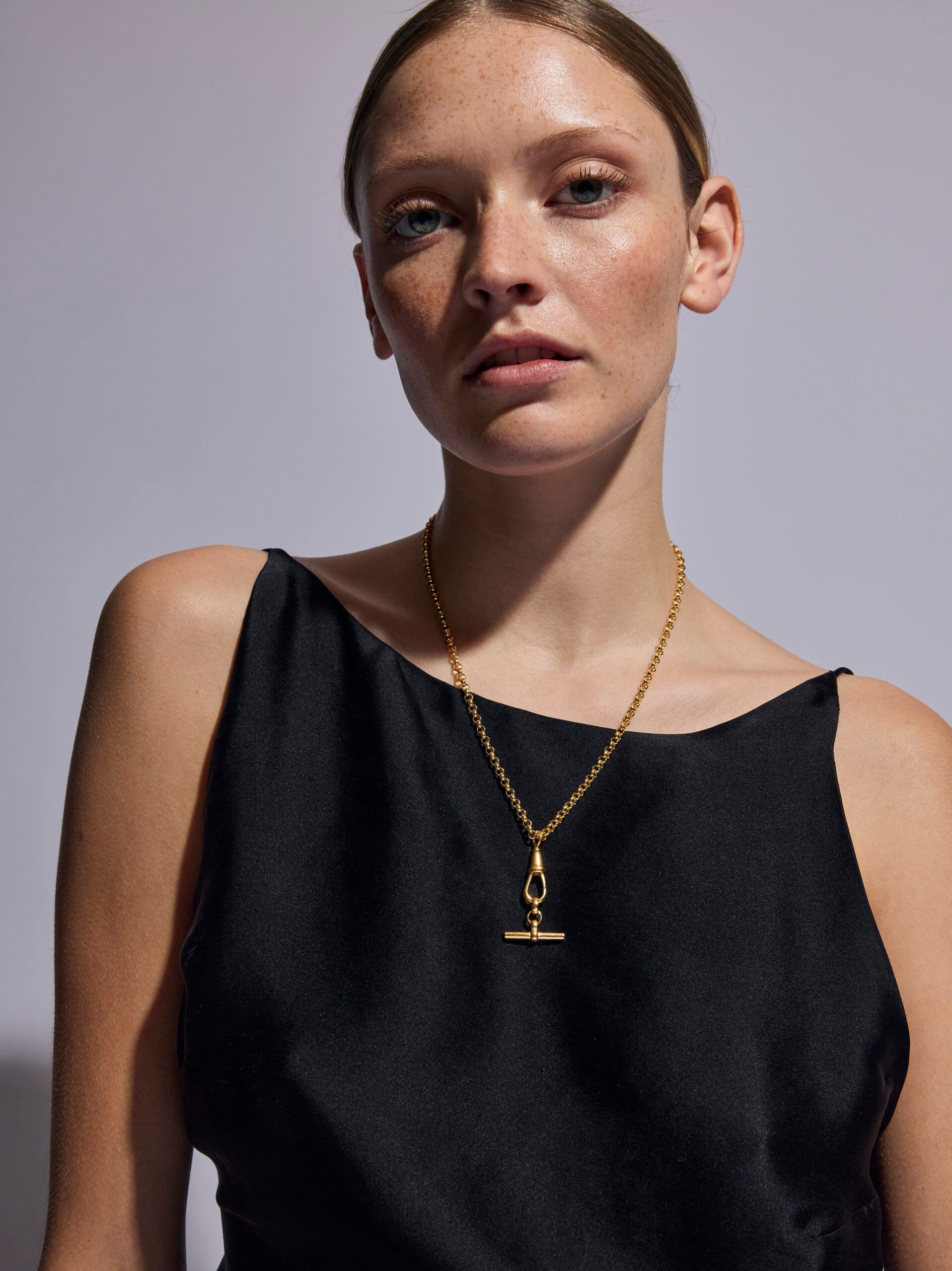 Gold T-bar on Chunky Belcher Clipt Necklace
