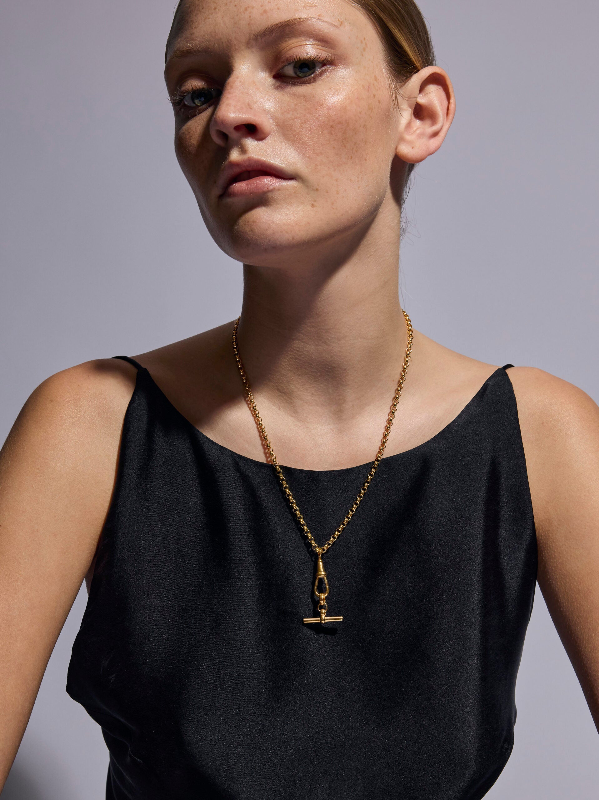 Gold T-bar on Chunky Belcher Clipt Necklace