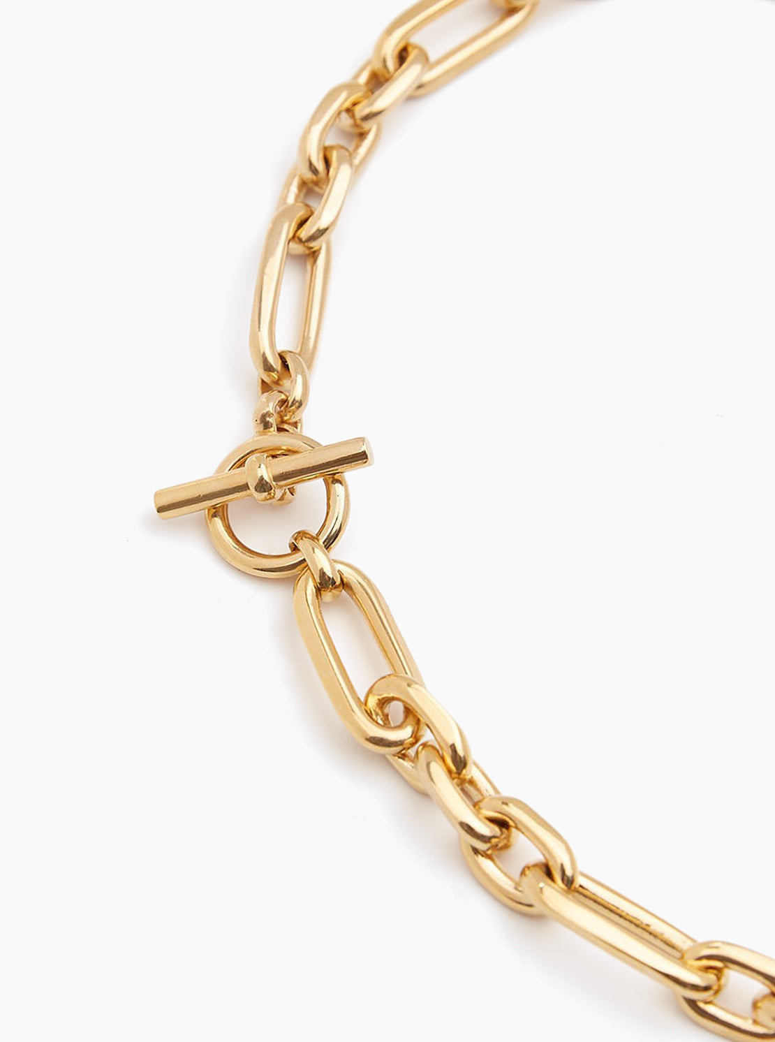 Giant Gold T-Bar Watch Chain Necklace