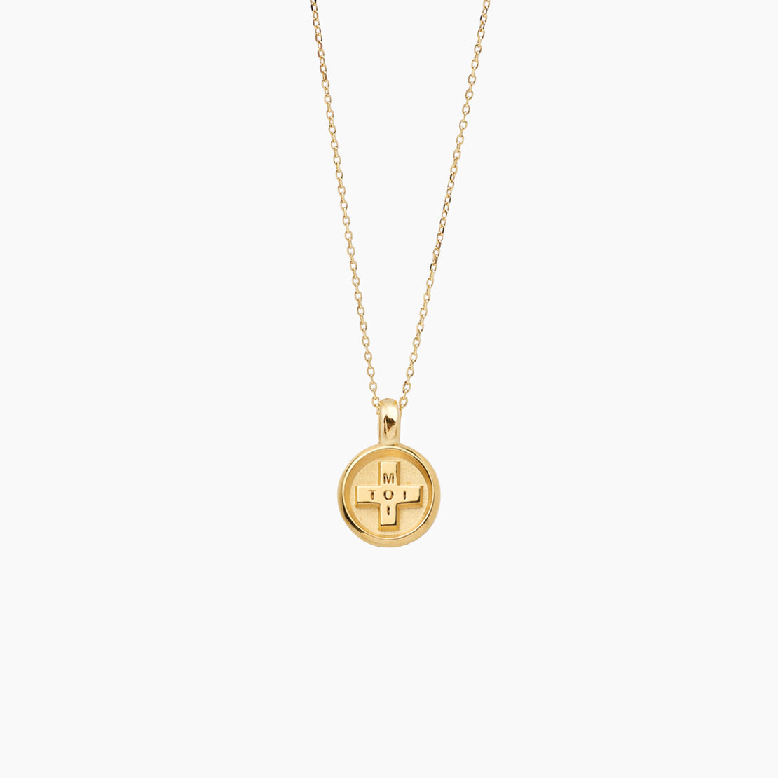 Small Gold Moi + Toi Disc on Trace Chain