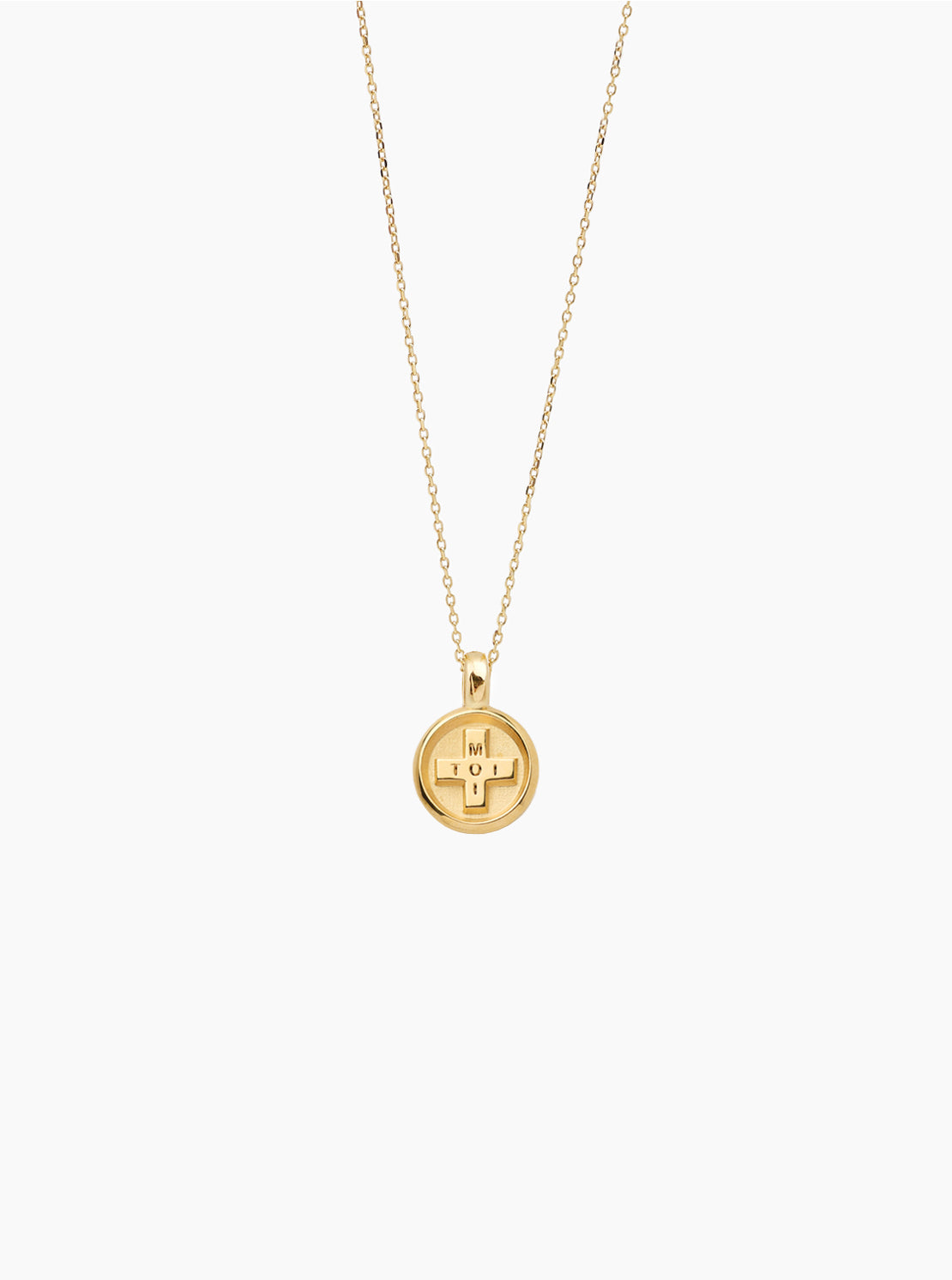 Small Gold Moi + Toi Disc on Trace Chain