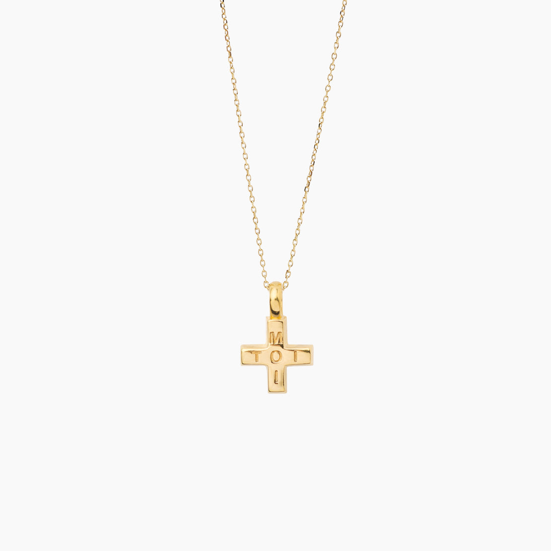 Small Gold Moi + Toi on Trace Chain
