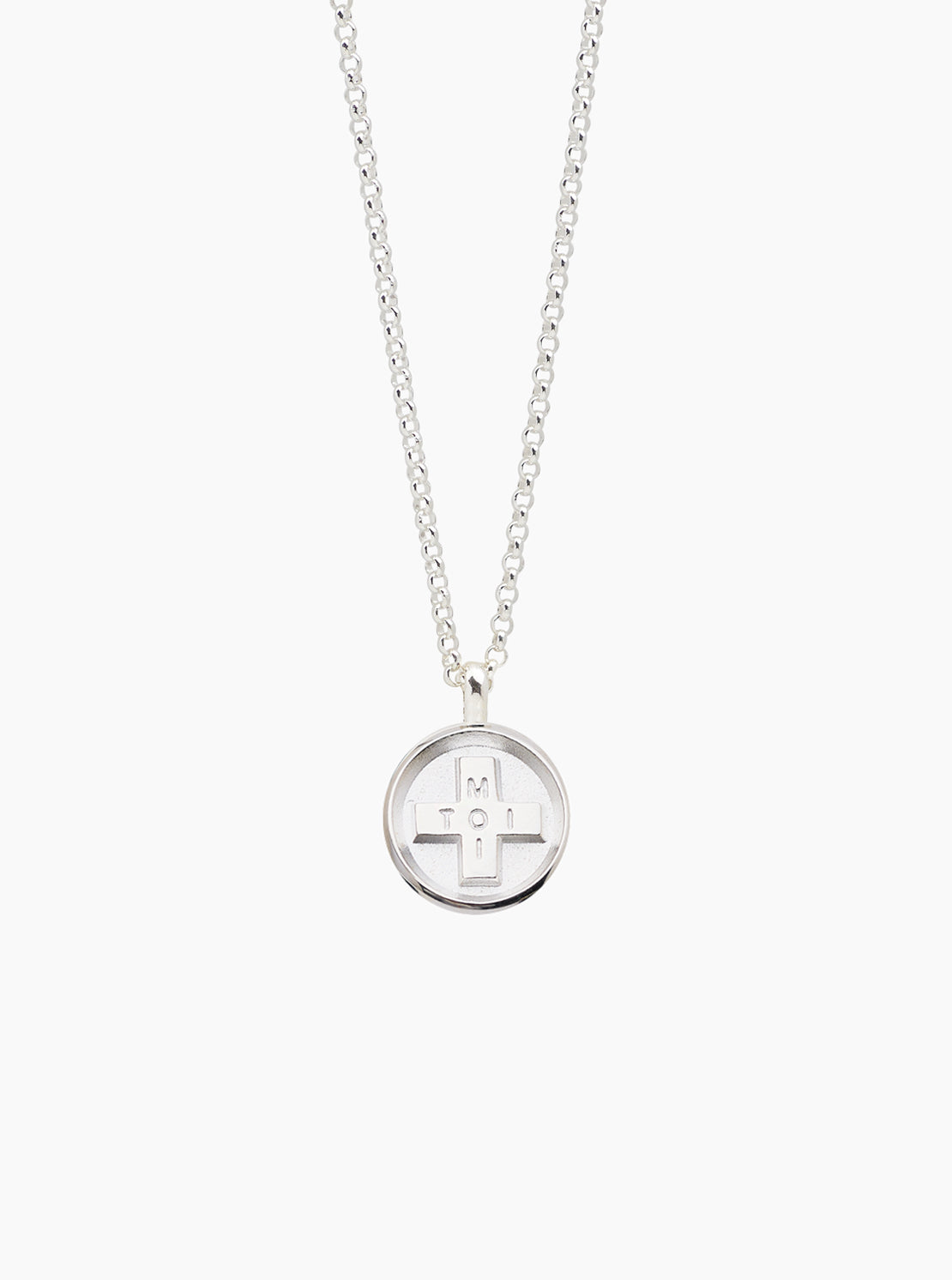 Large Silver Moi + Toi Disc on Belcher Chain