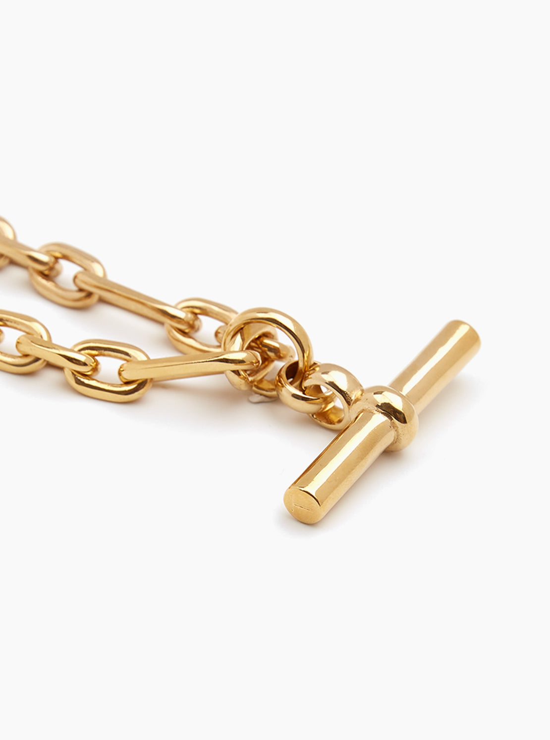 Giant Gold T-Bar Watch Chain Necklace