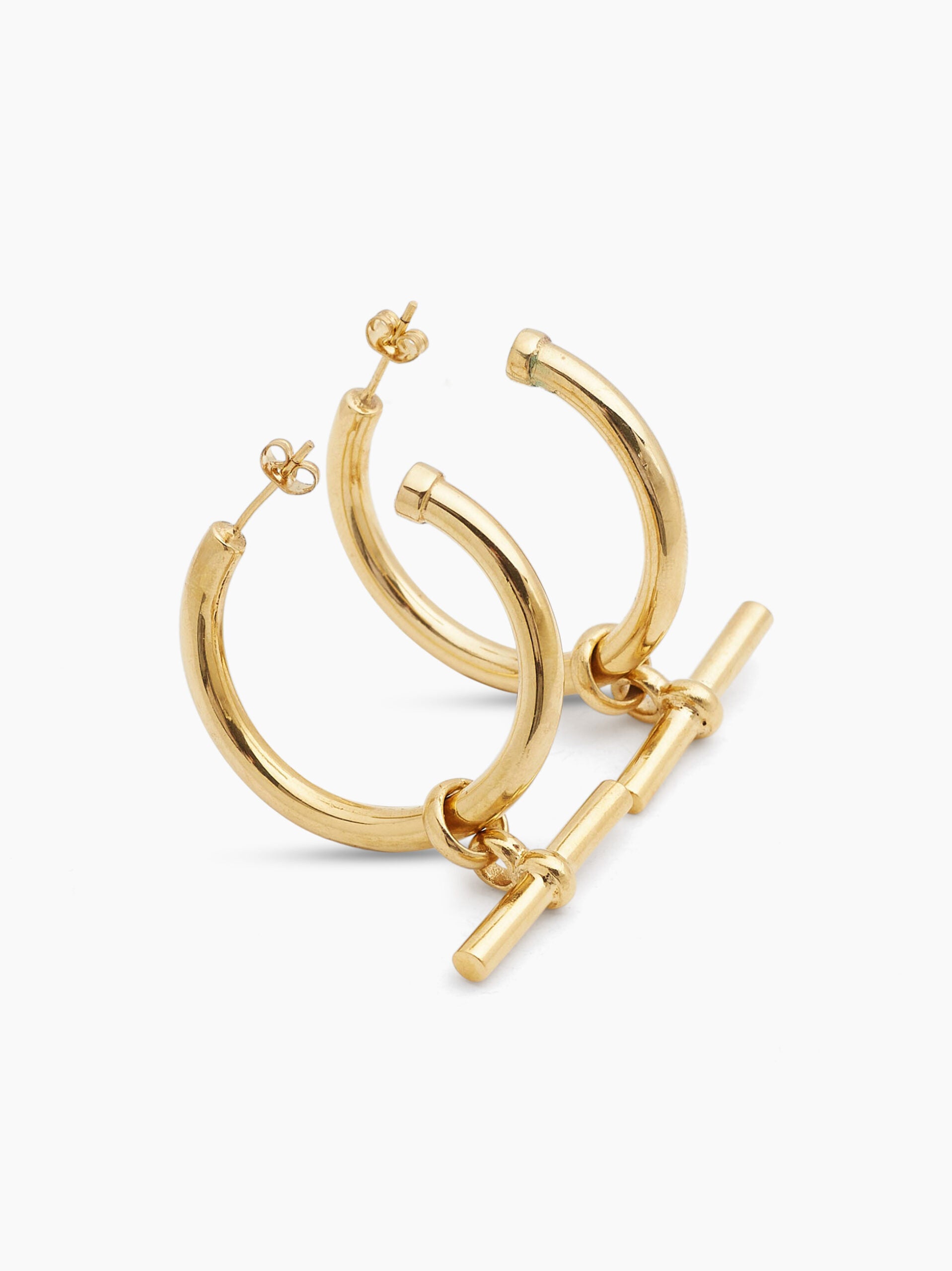 Giant Gold T-bar Earrings