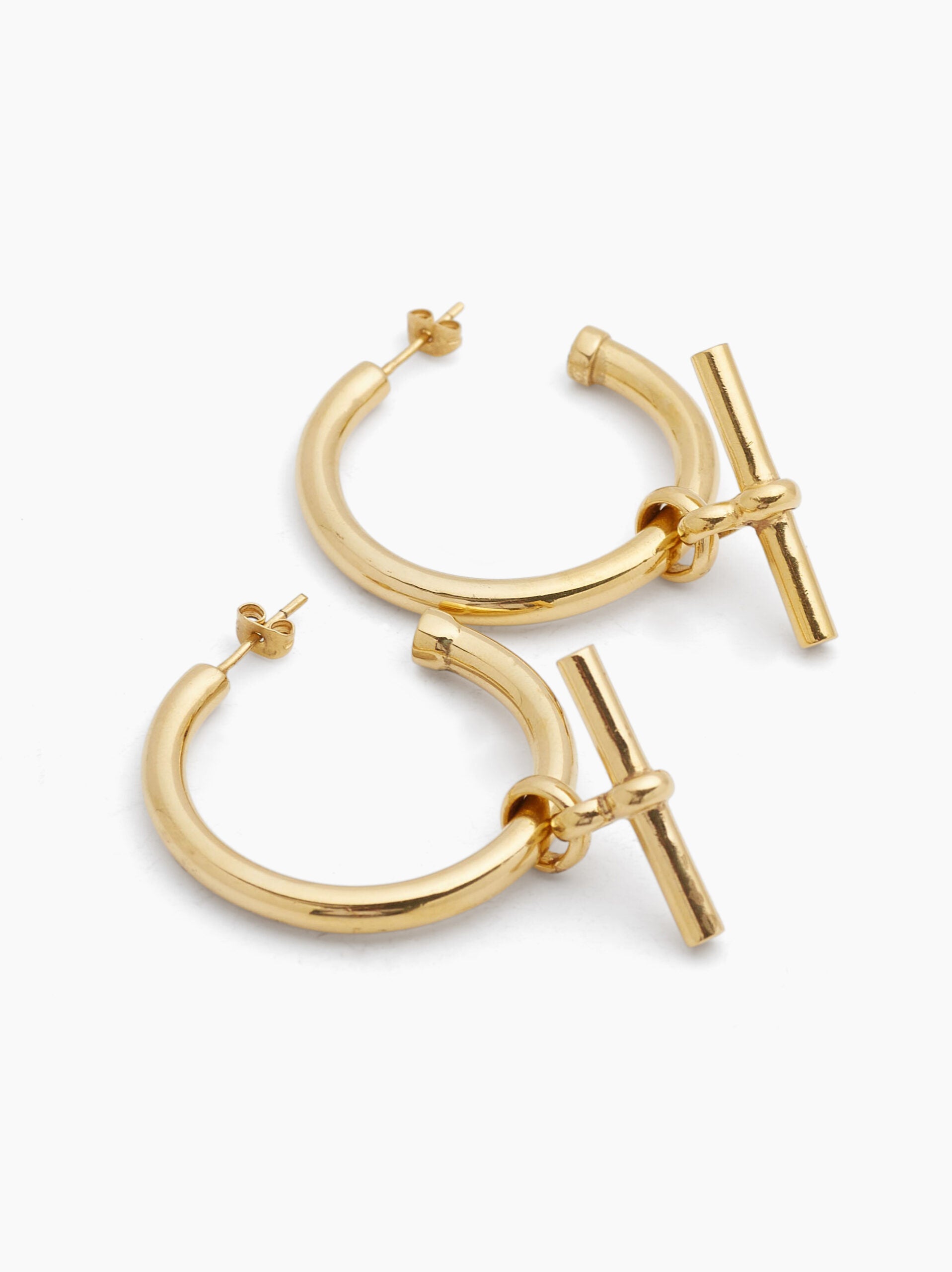 Giant Gold T-bar Earrings