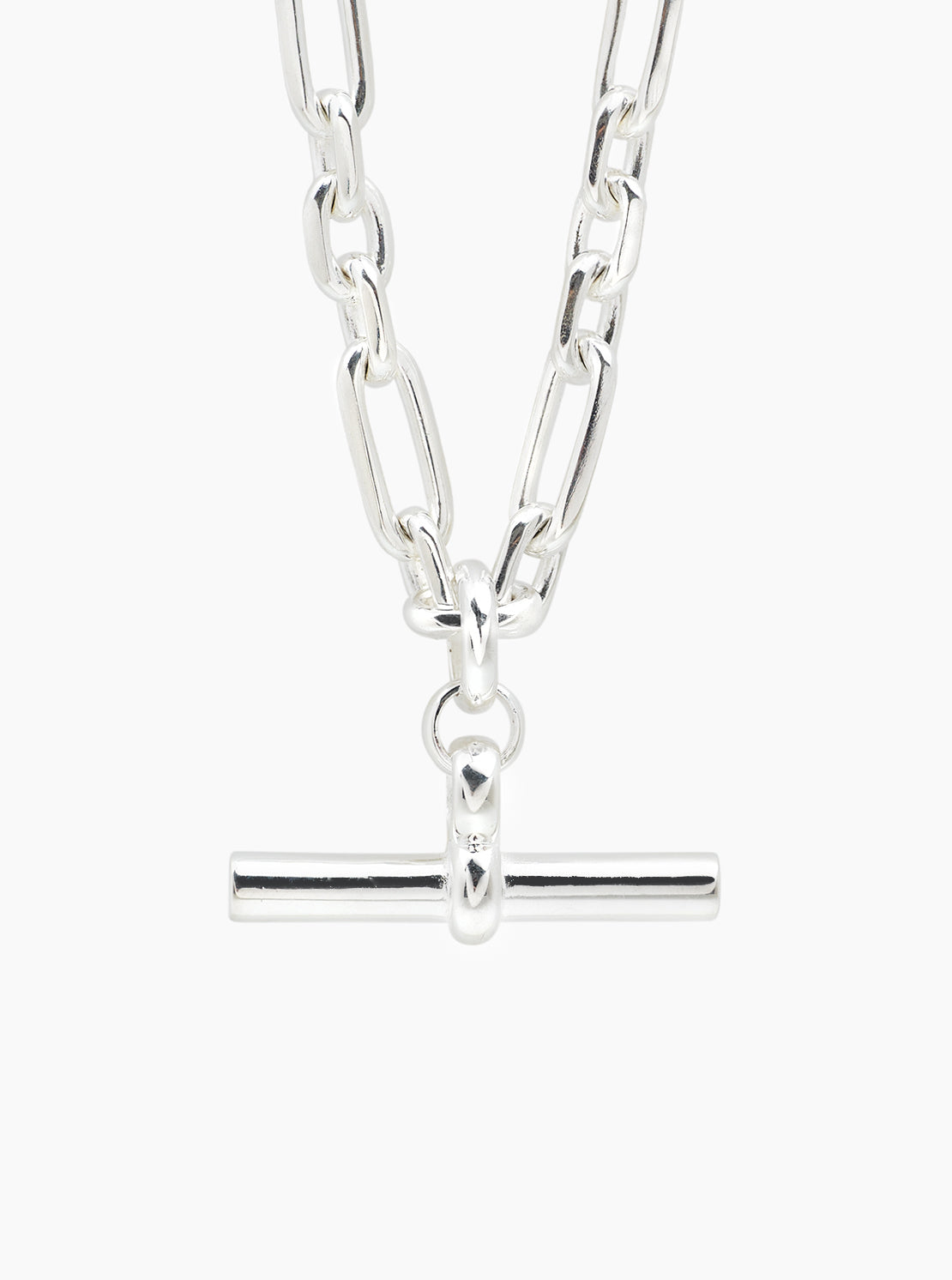 Giant Silver Plated T-Bar Watch Chain Necklace