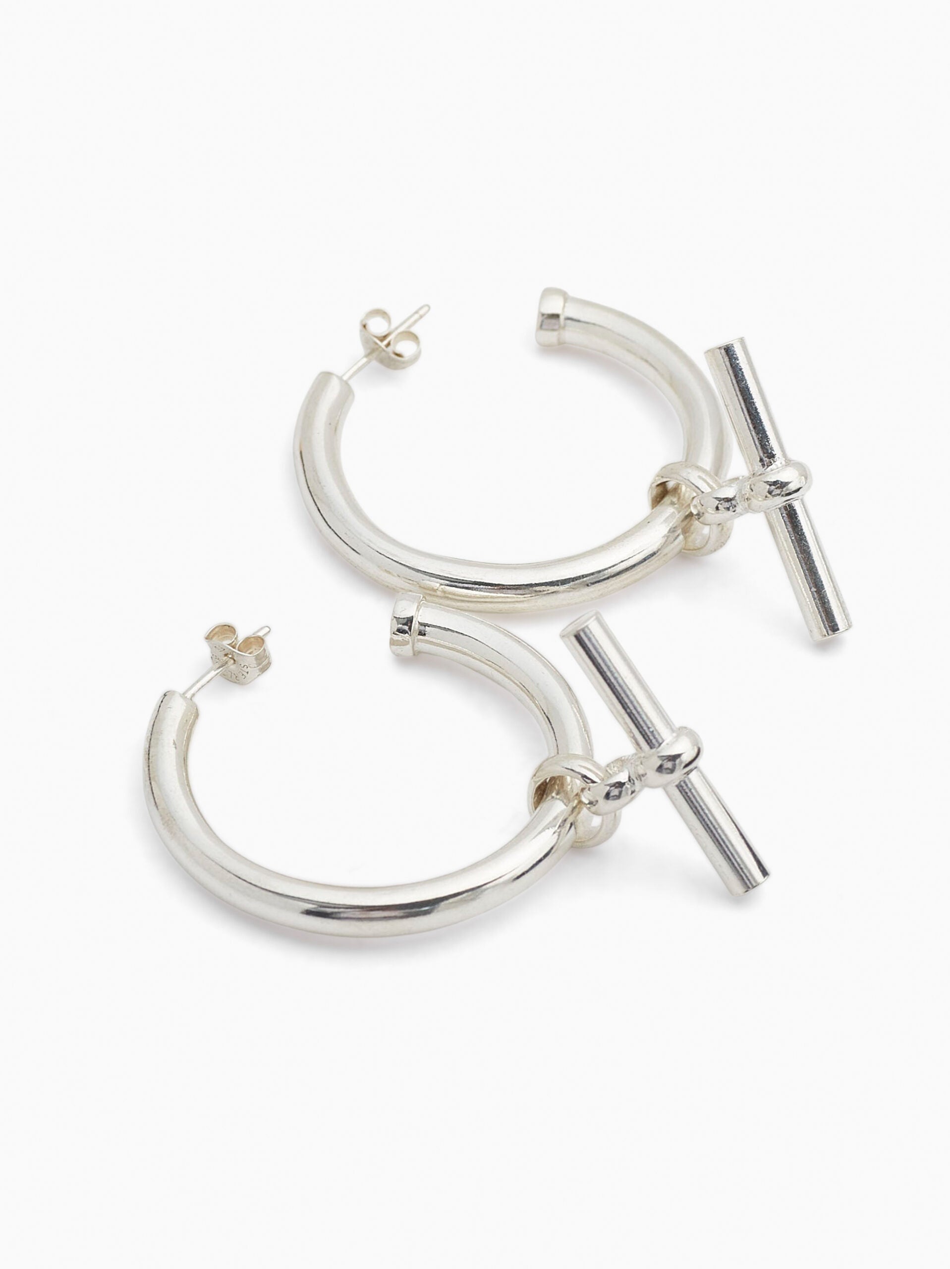 Giant Silver T-Bar Earrings