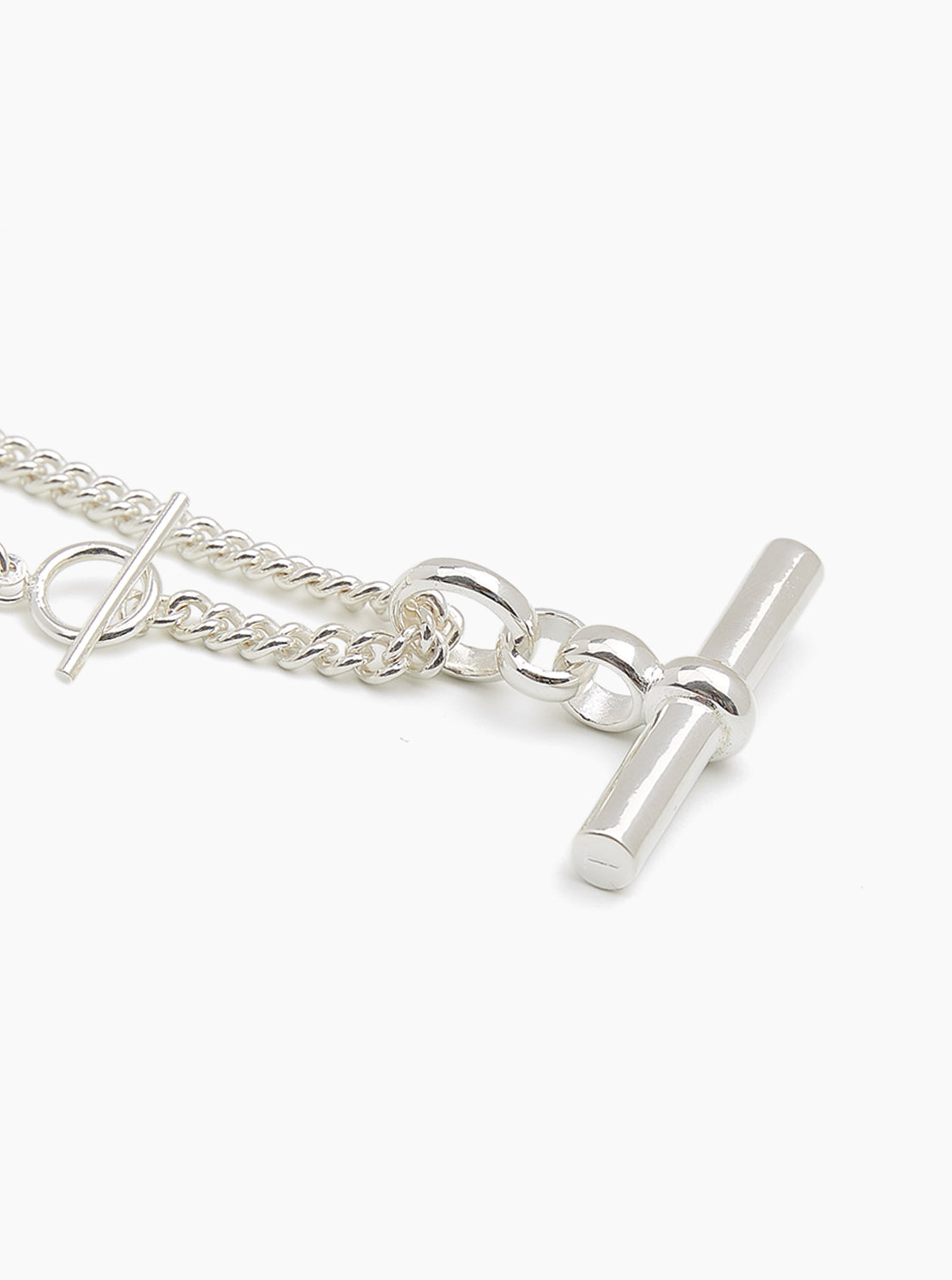 Giant Silver T-Bar on Curb Chain