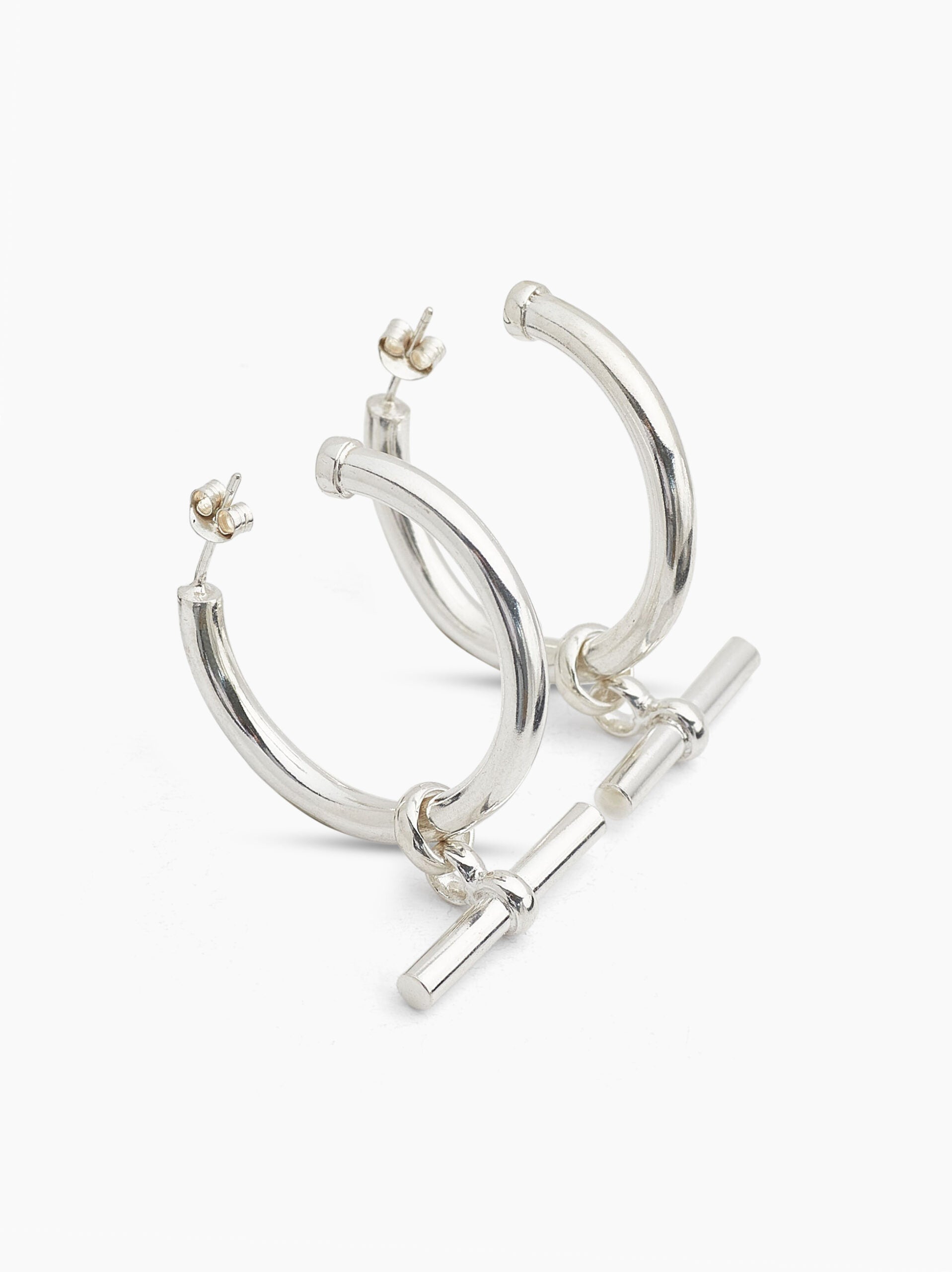 Giant Silver T-Bar Earrings