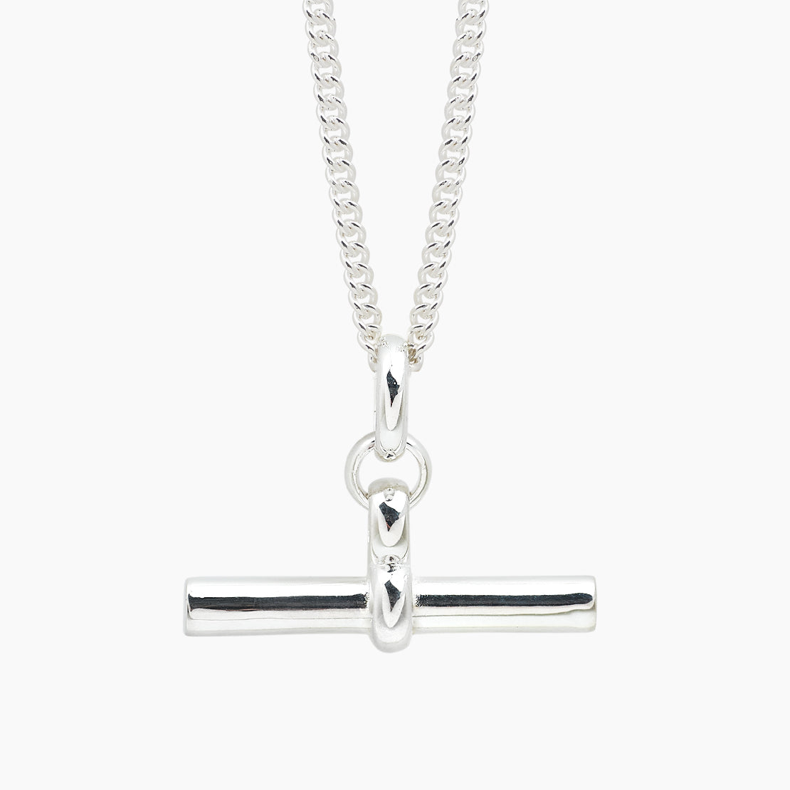 Giant Silver T-Bar on Curb Chain
