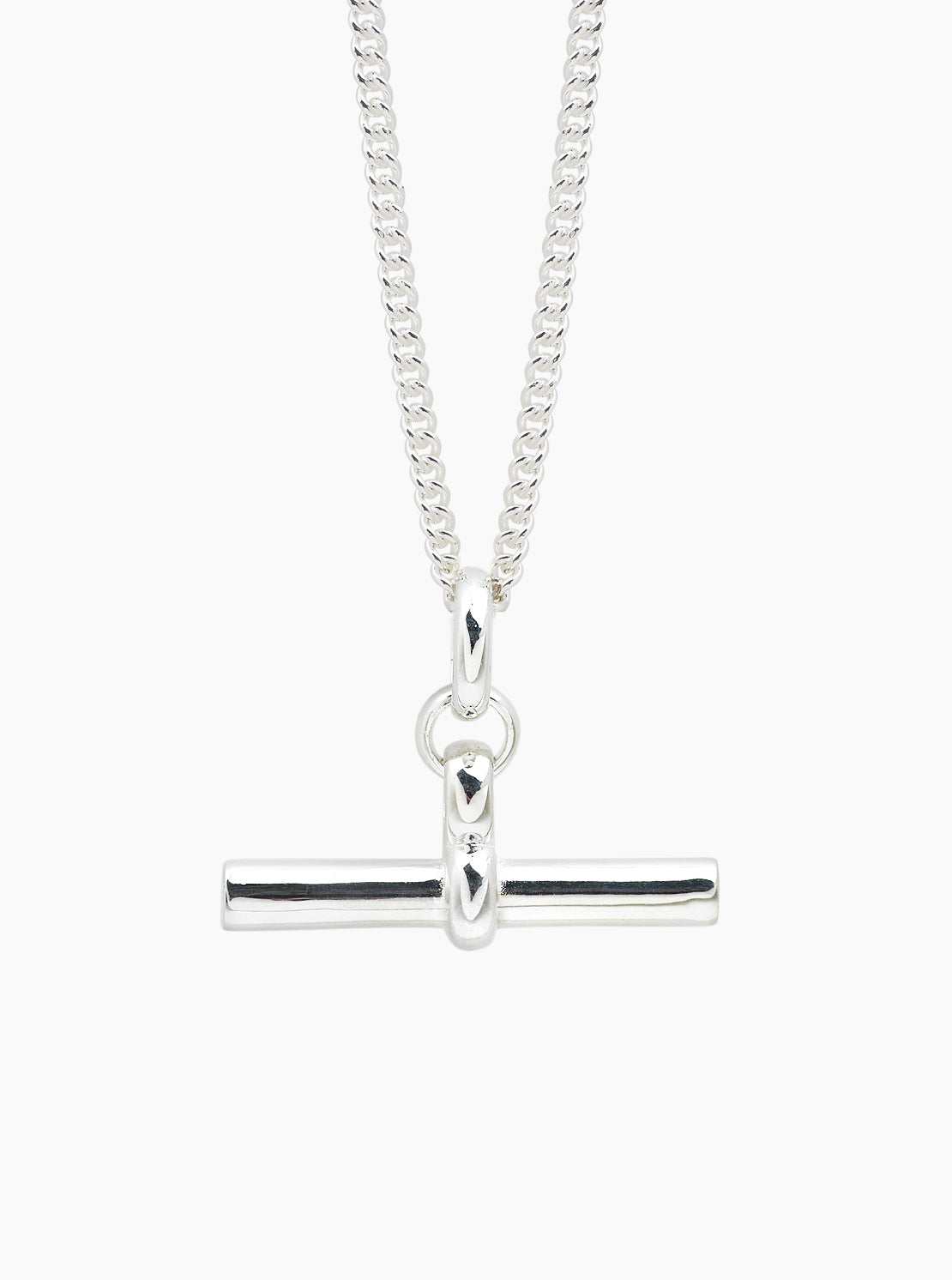 Giant Silver T-Bar on Curb Chain