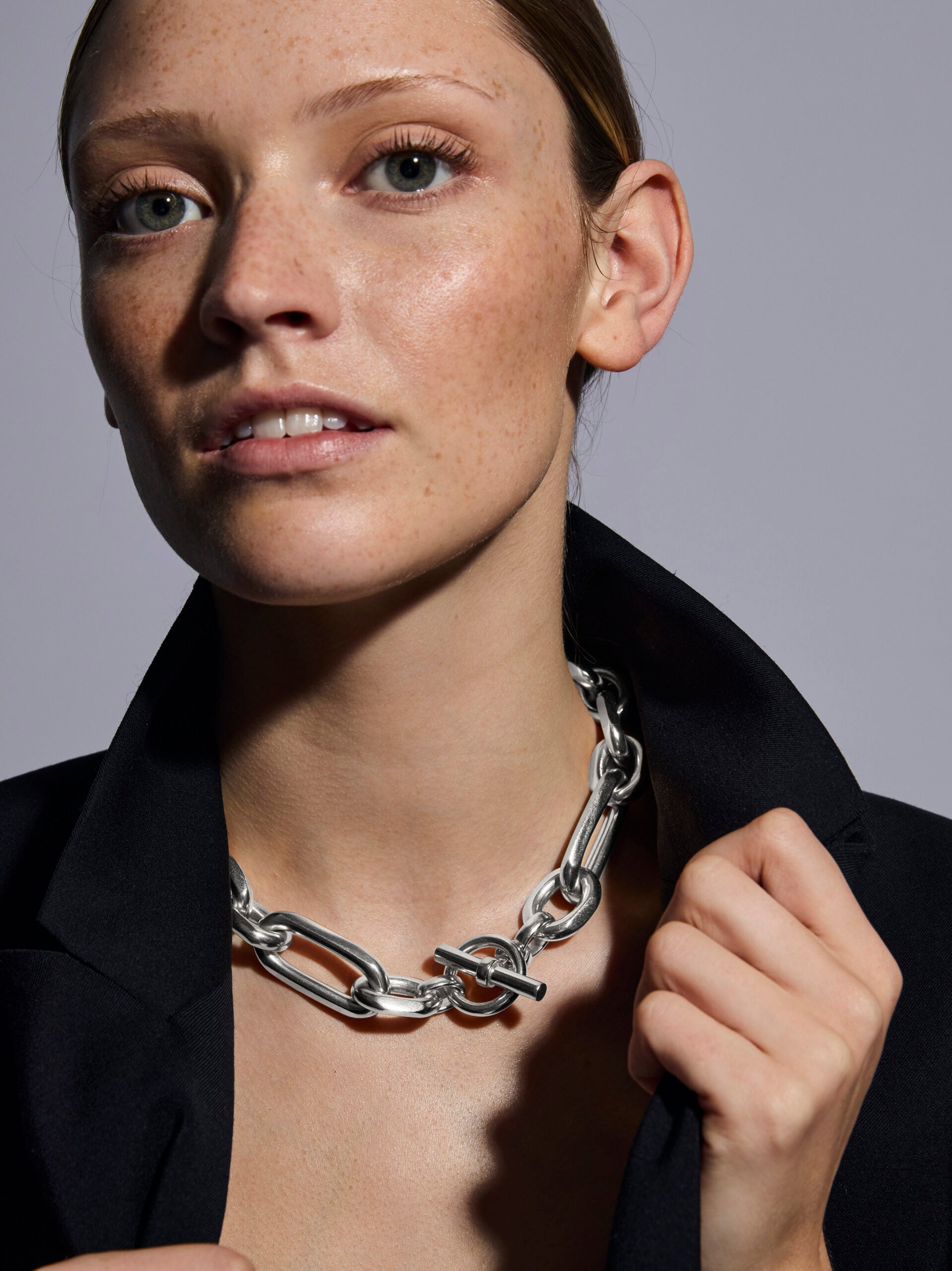 Giant Silver Plated Watch Chain Necklace