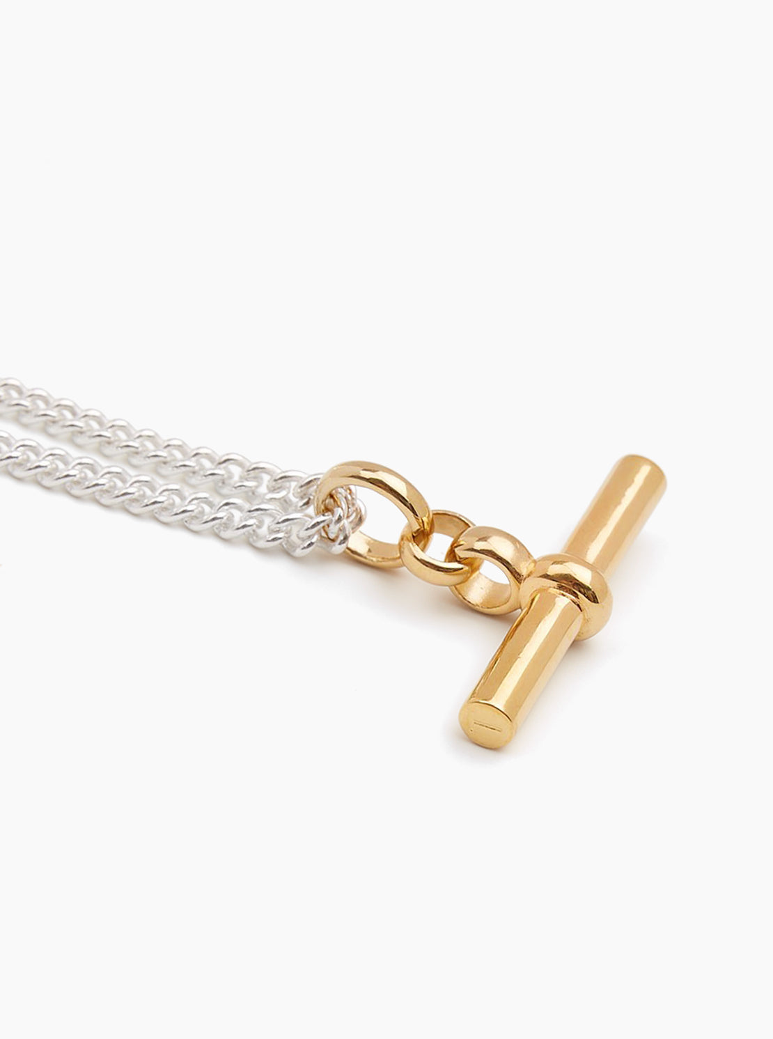 Giant Gold T-Bar on Silver Curb Chain