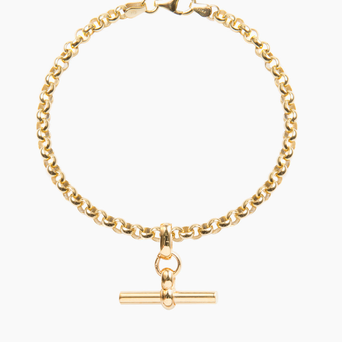 Gold Belcher Bracelet With Gold T-Bar