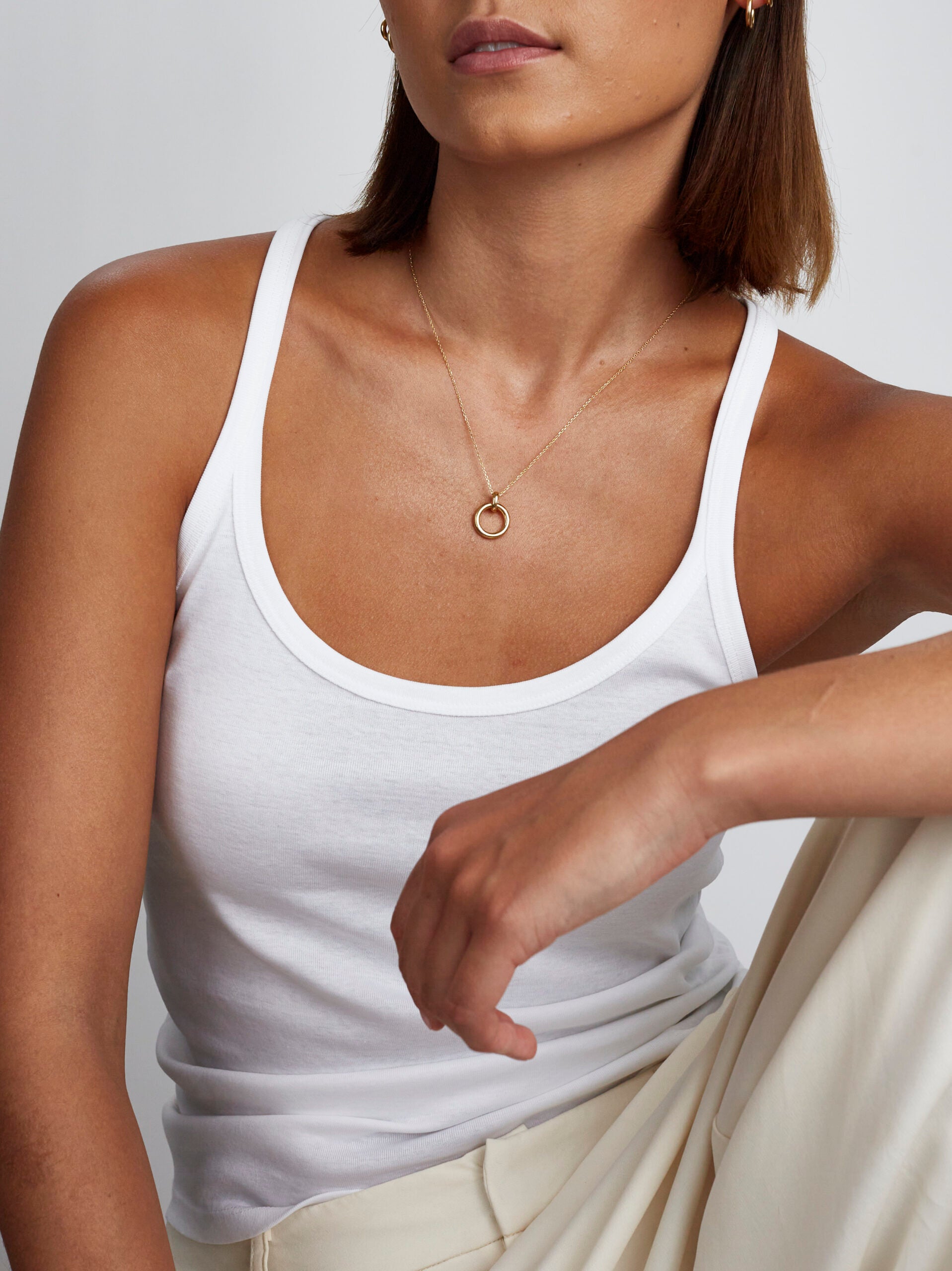 Small Gold Eternity Ring On Gold Trace Chain