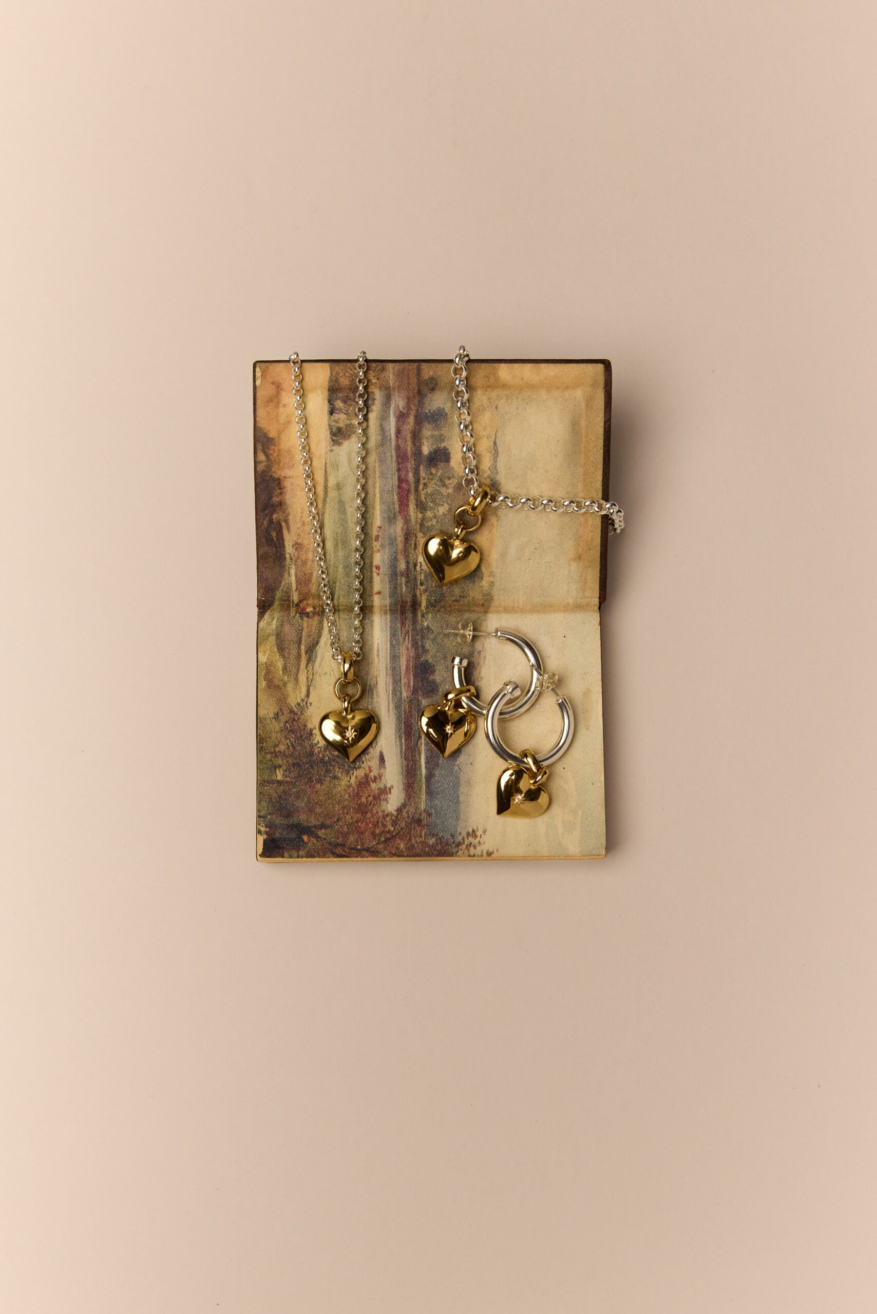 Mixed Metal Small Heart on Belcher Chain