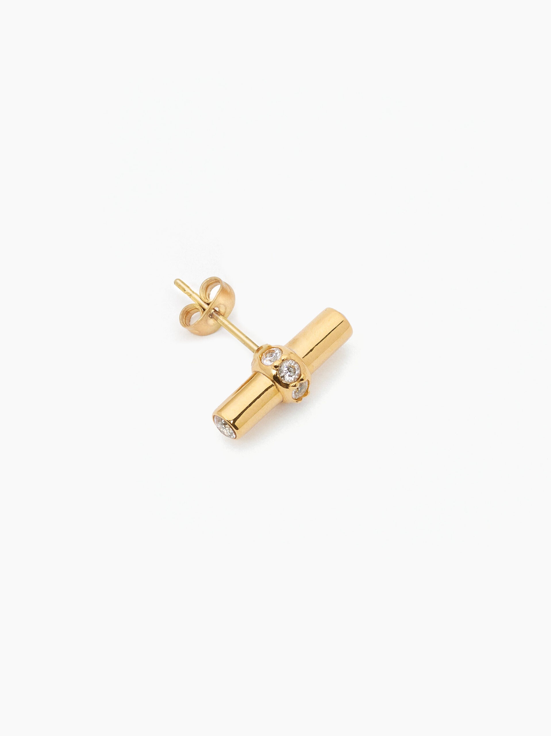 Jewelled Gold T-Bar Stud Earrings