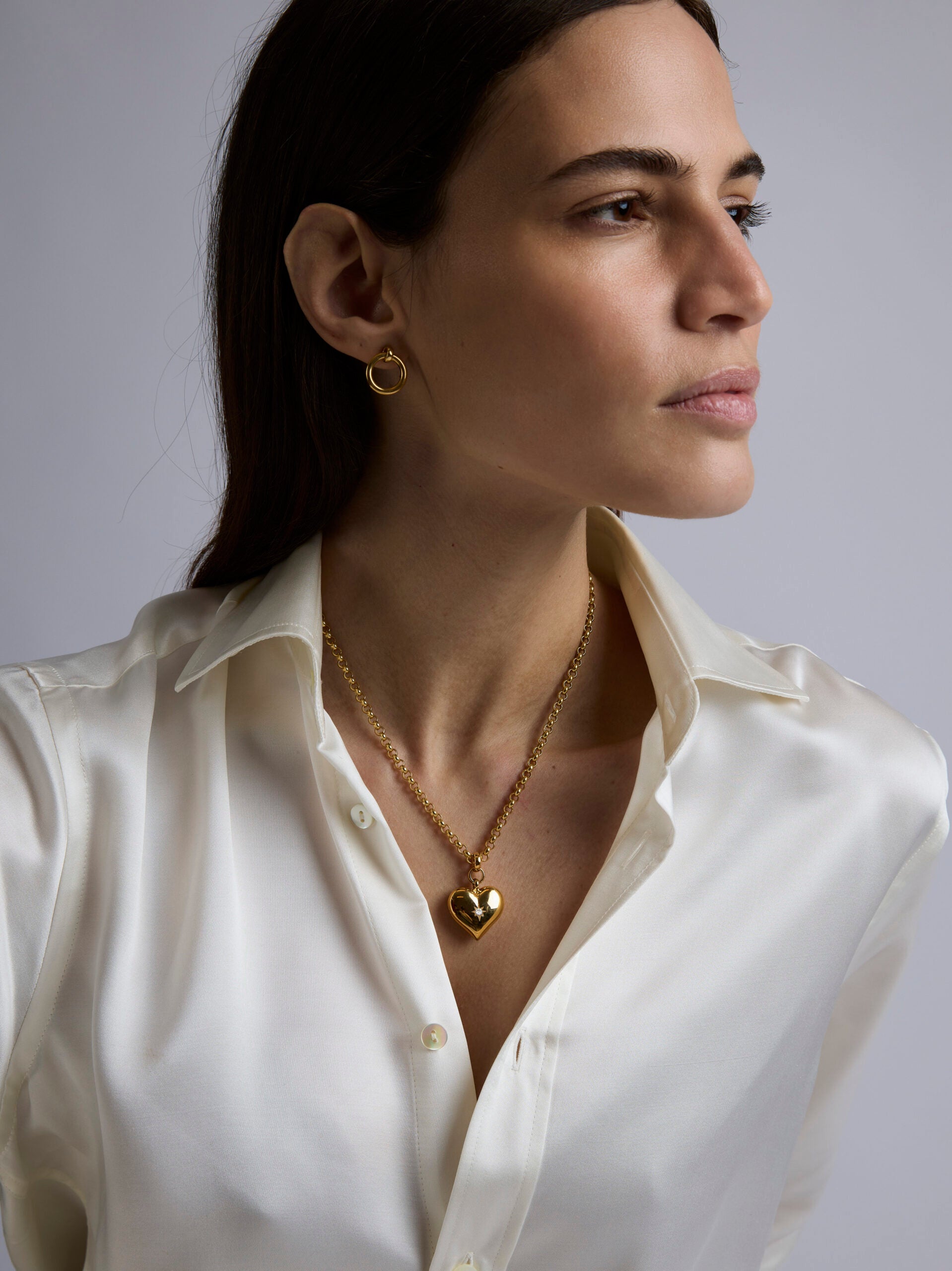 Large Gold Heart on Chunky Belcher Chain