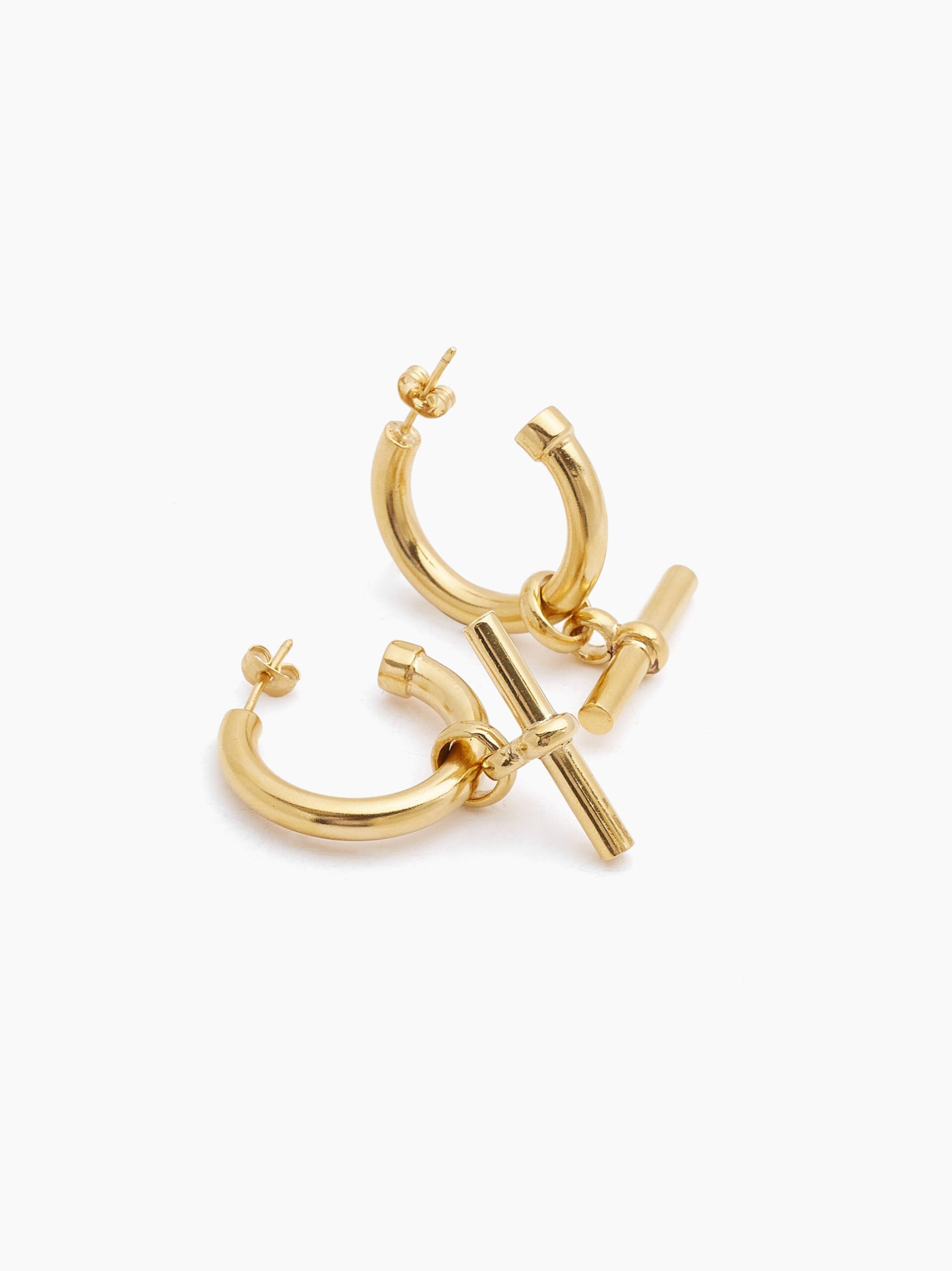 Large Gold T-Bar Earrings