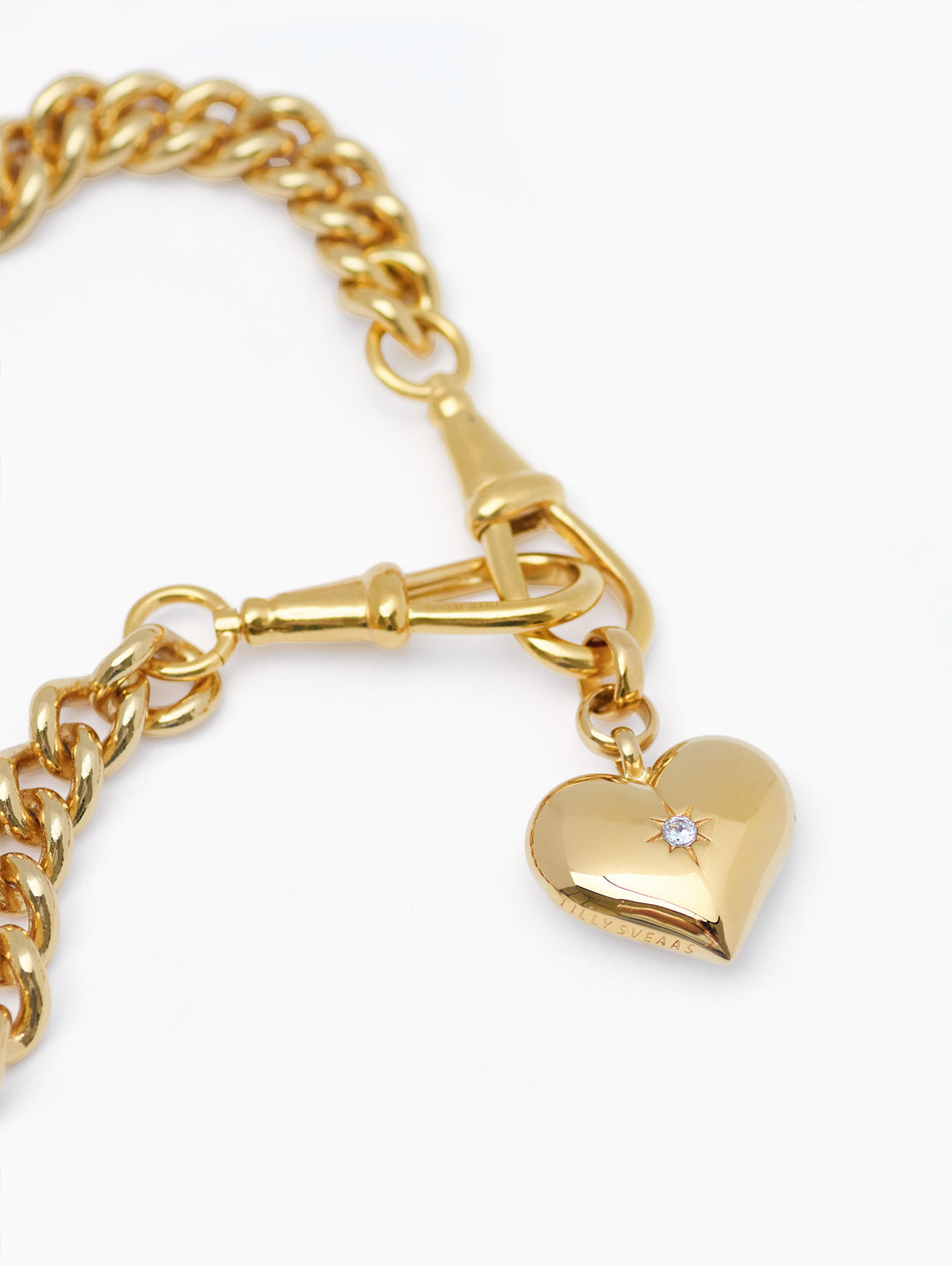 Large Gold Heart on Large Gold Curb Clipt Necklace