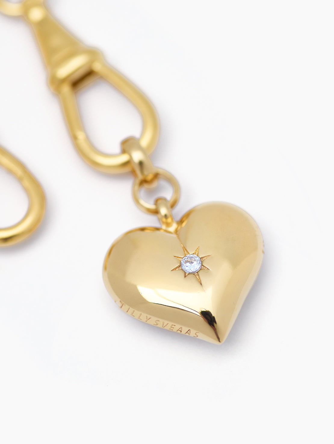 Large Gold Heart on Large Gold Curb Clipt Necklace