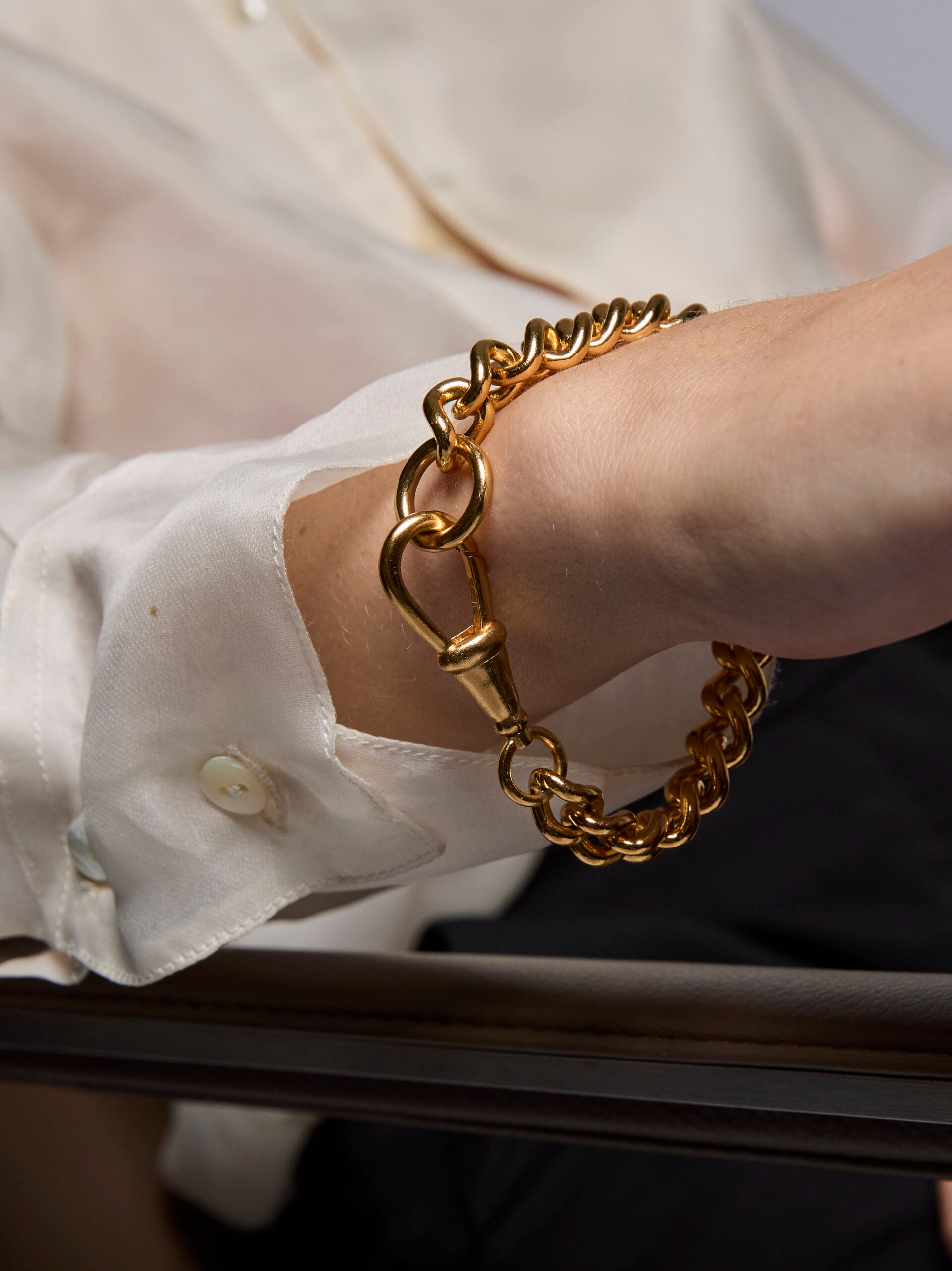 Large Gold Curb Clipt Bracelet