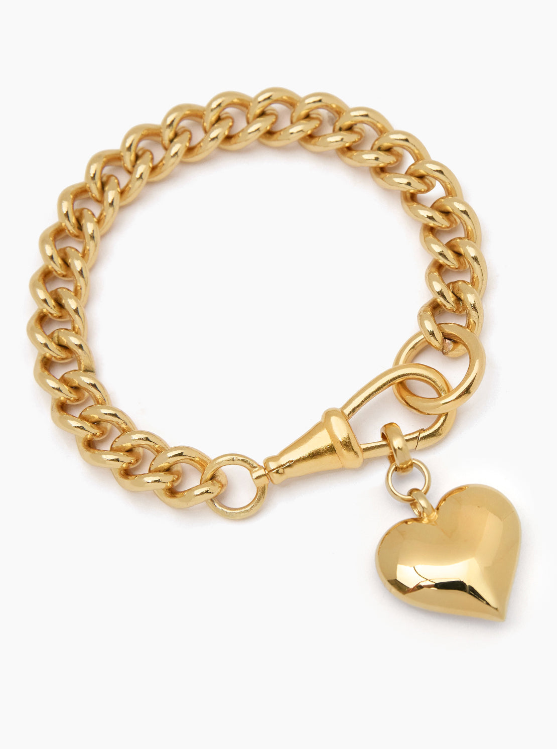 Large Gold Heart on Large Gold Curb Clipt Bracelet