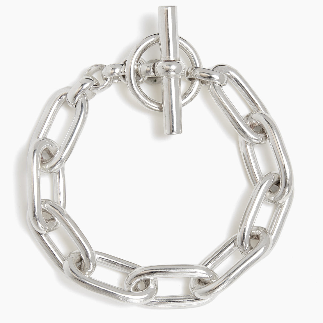 Large Silver Oval Linked Bracelet